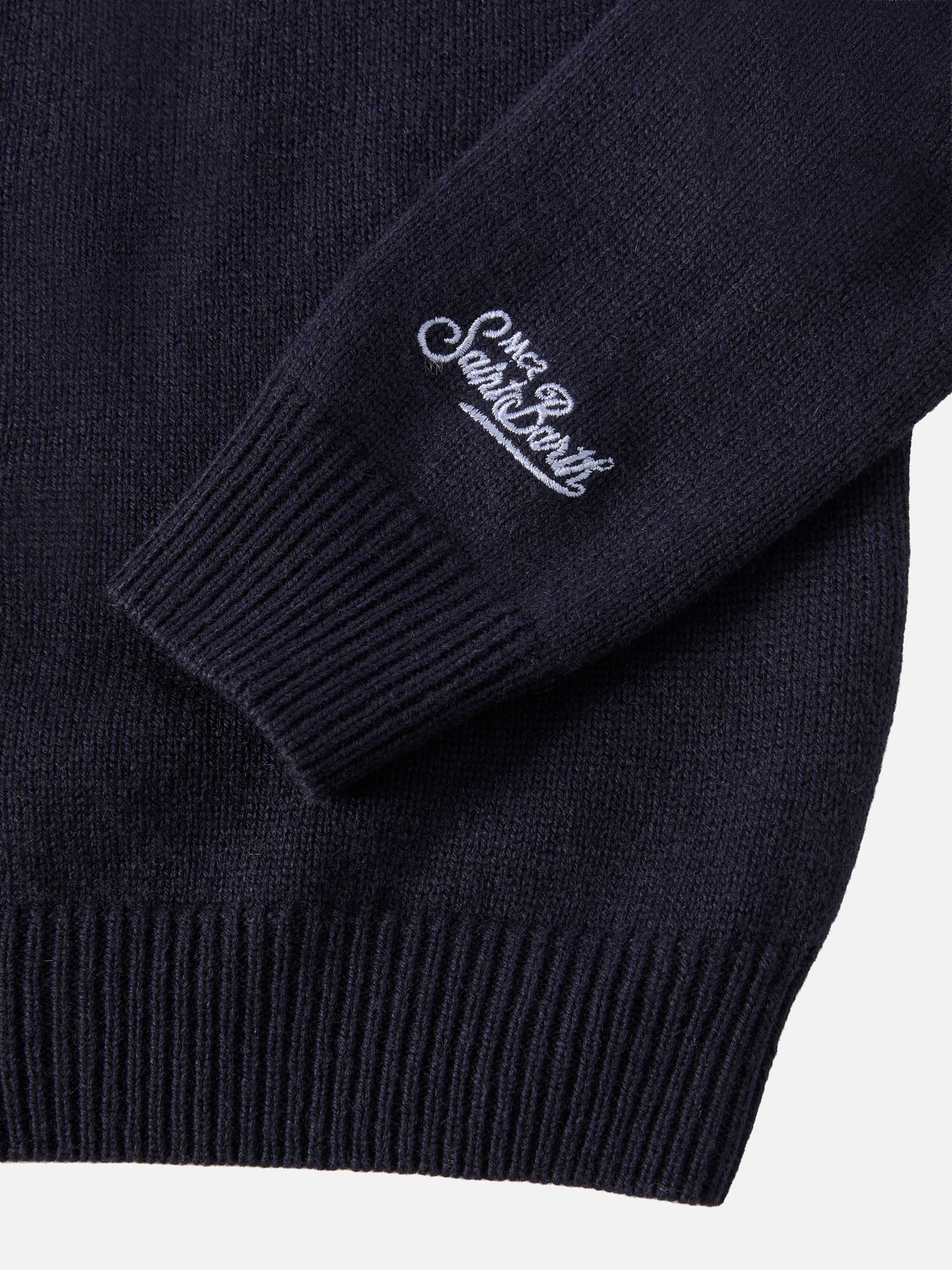 Crewneck Douglas Cashmere Blend With Sciupa Femmine Jacquard Blue