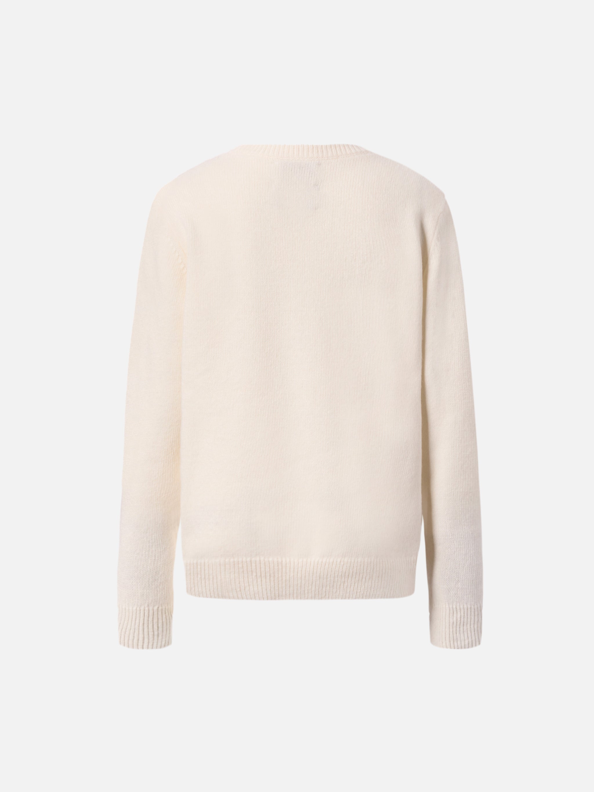 Douglas Crewneck Cashmere Blend With Vacanze Di Natale Jacquard | Special Edition White