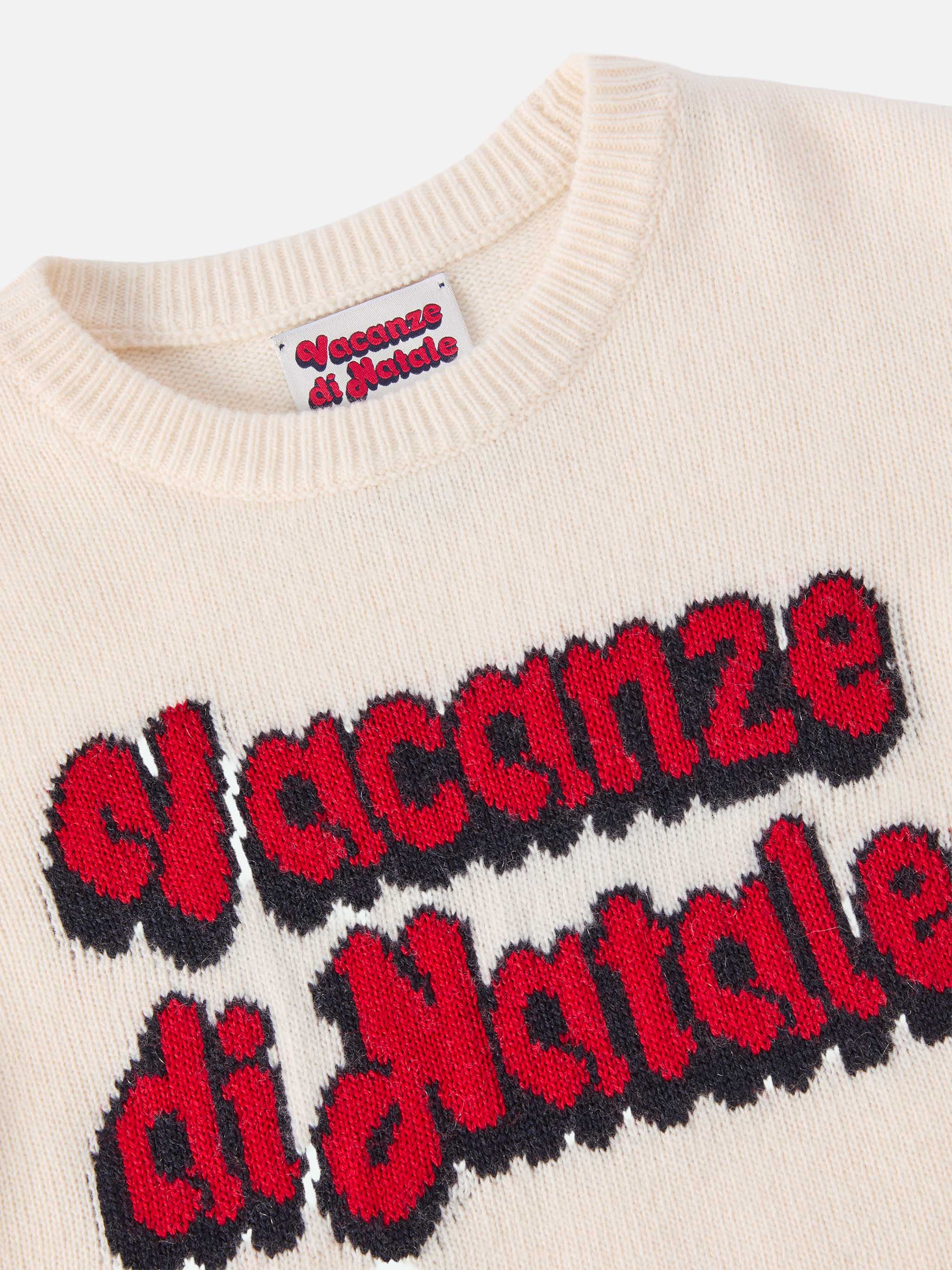Douglas Crewneck Cashmere Blend With Vacanze Di Natale Jacquard | Special Edition White