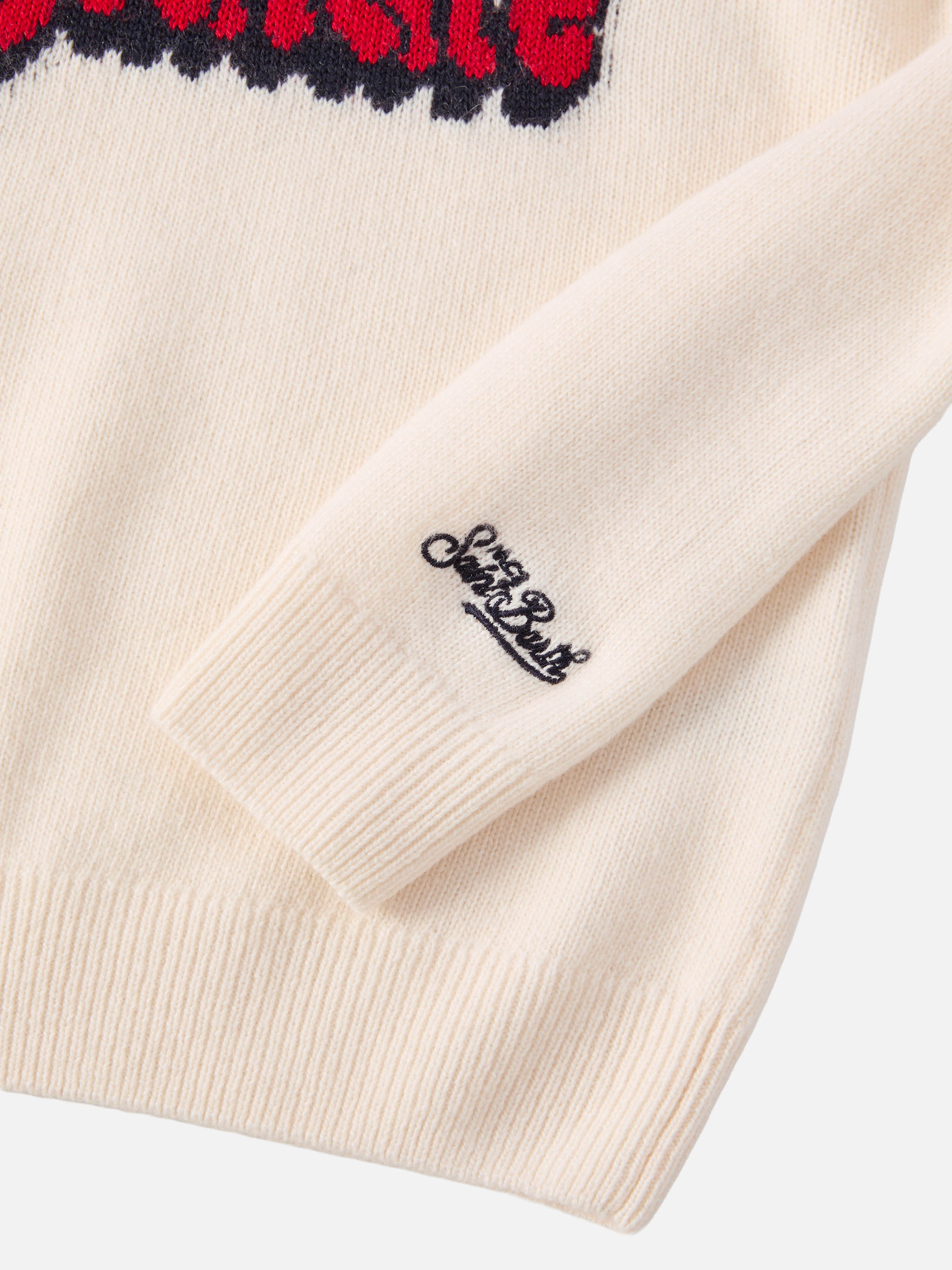 Douglas Crewneck Cashmere Blend With Vacanze Di Natale Jacquard | Special Edition White