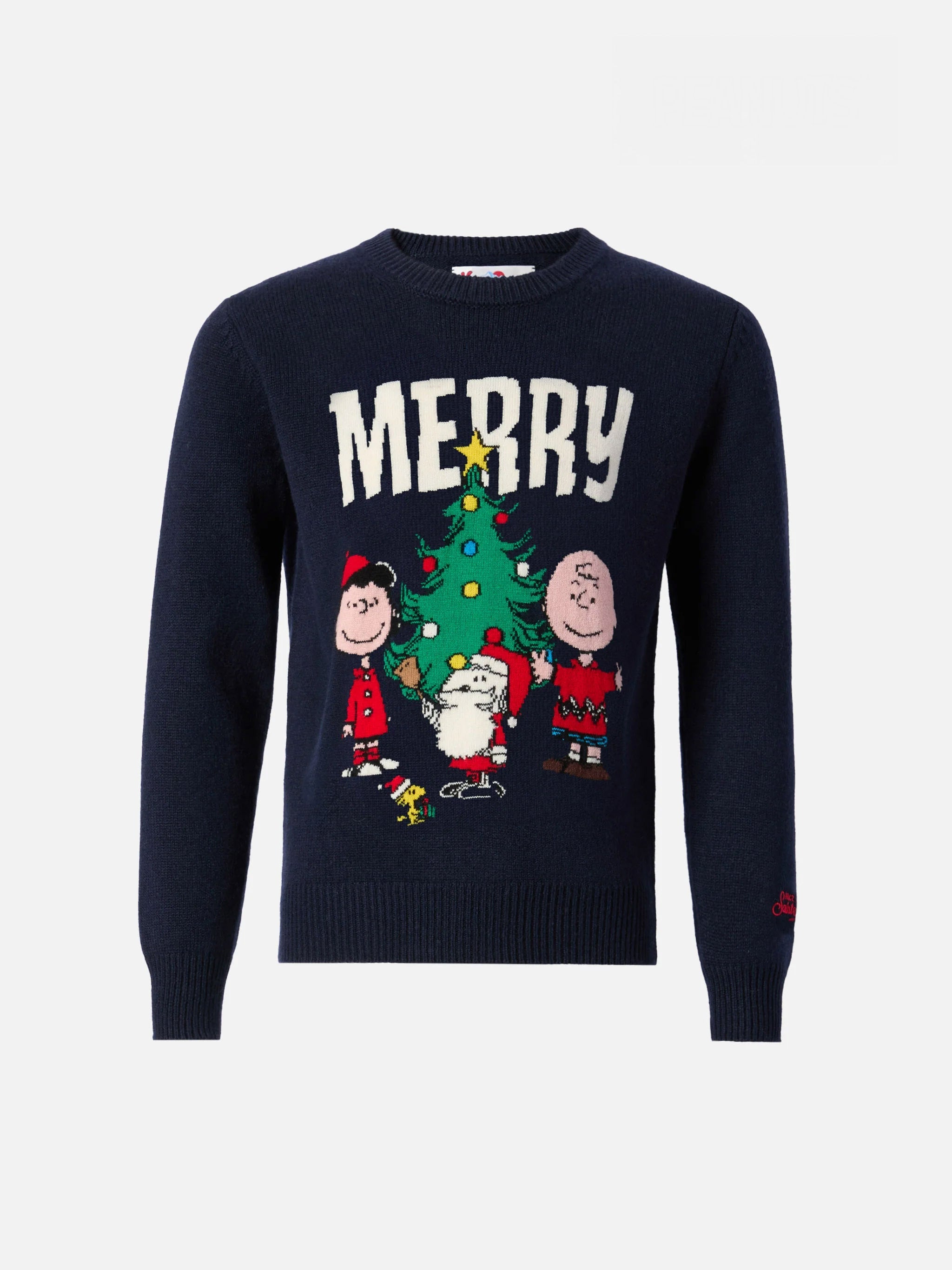 Crewneck Douglas Cashmere Blend With Peanuts Jacquard | Special Edition Blue