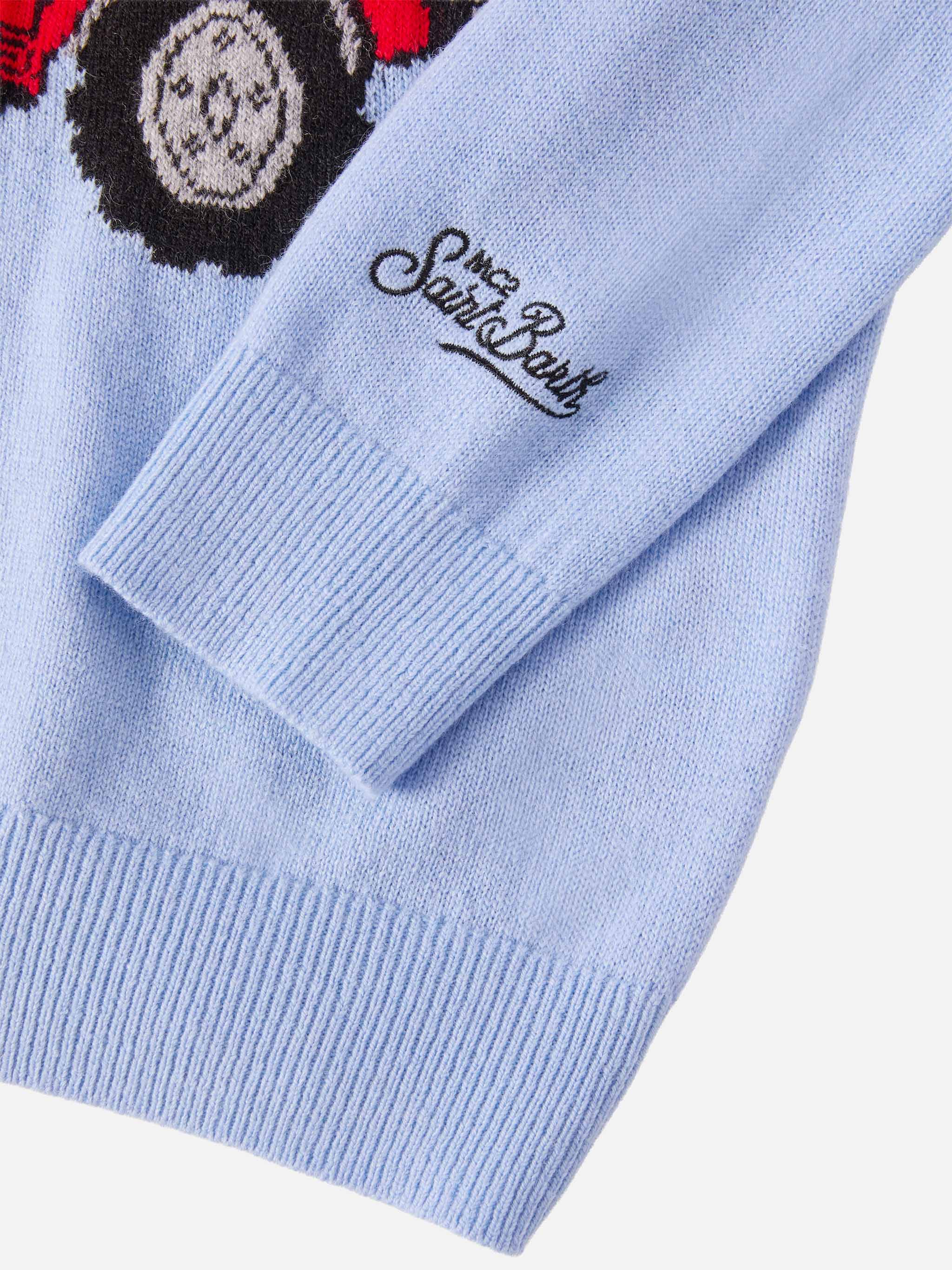 Crewneck Douglas Light Cashmere Blend With Snoopy Jacquard | Peanuts Special Edition Blue