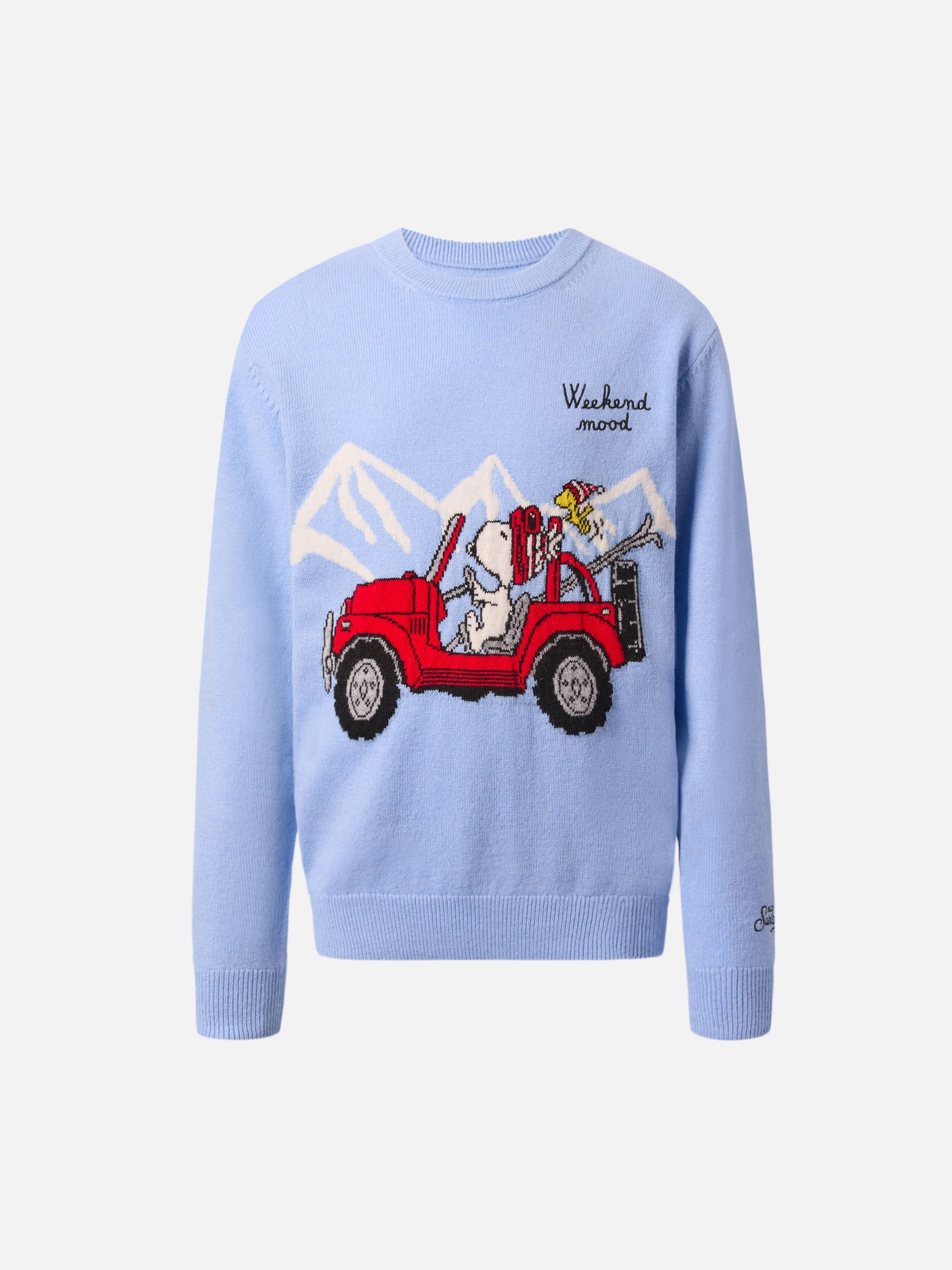 Crewneck Douglas Light Cashmere Blend With Snoopy Jacquard | Peanuts Special Edition Blue