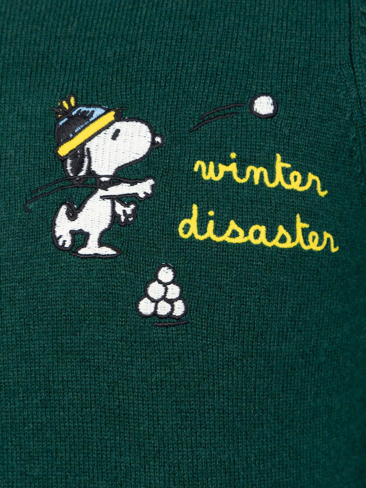 Boy Green Crewneck Sweater Douglas Light With Snoopy Snowball Embroidery | Peanuts Special Edition