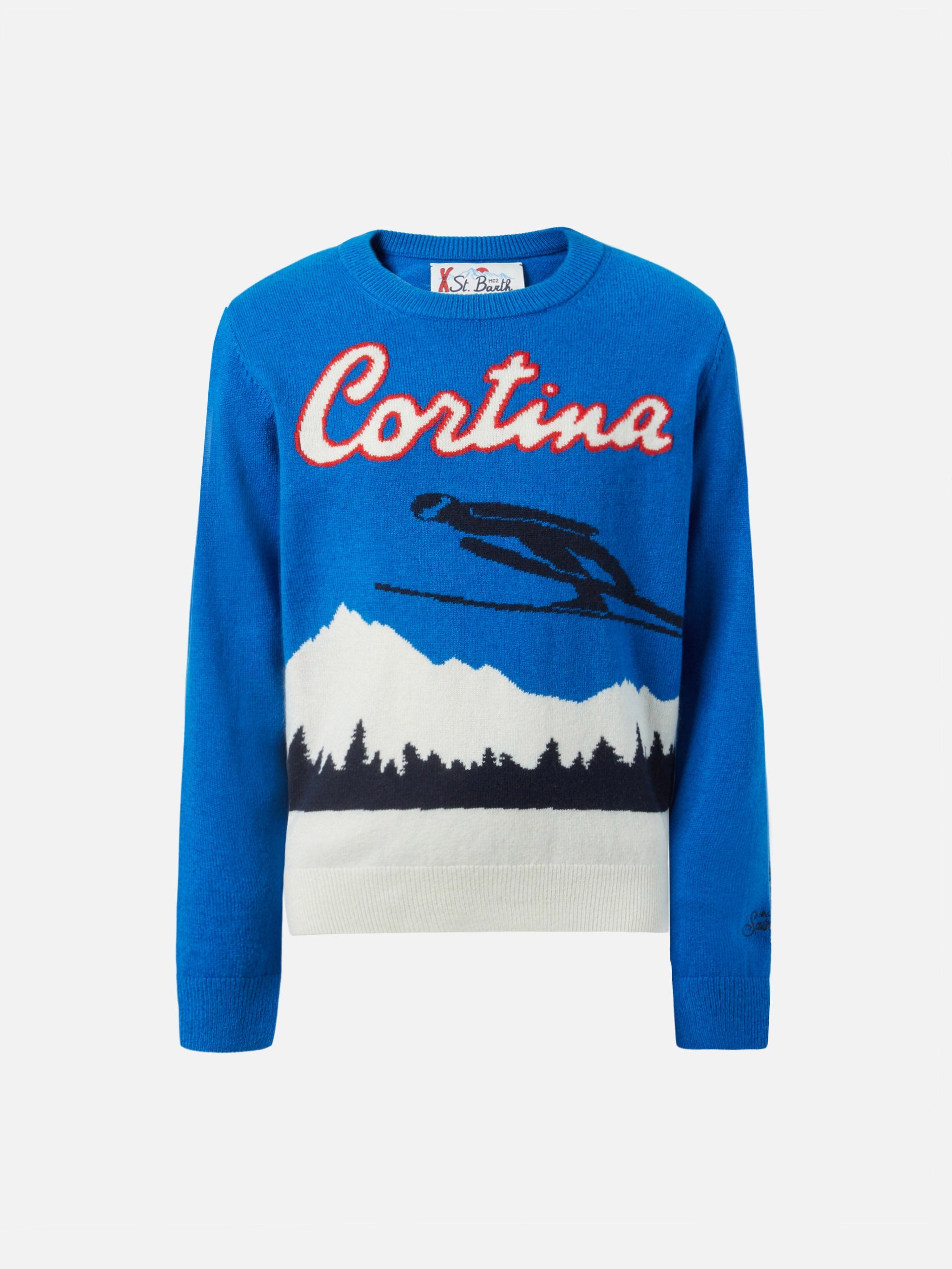 Crewneck Douglas With Cortina Postcard Jacquard Blue