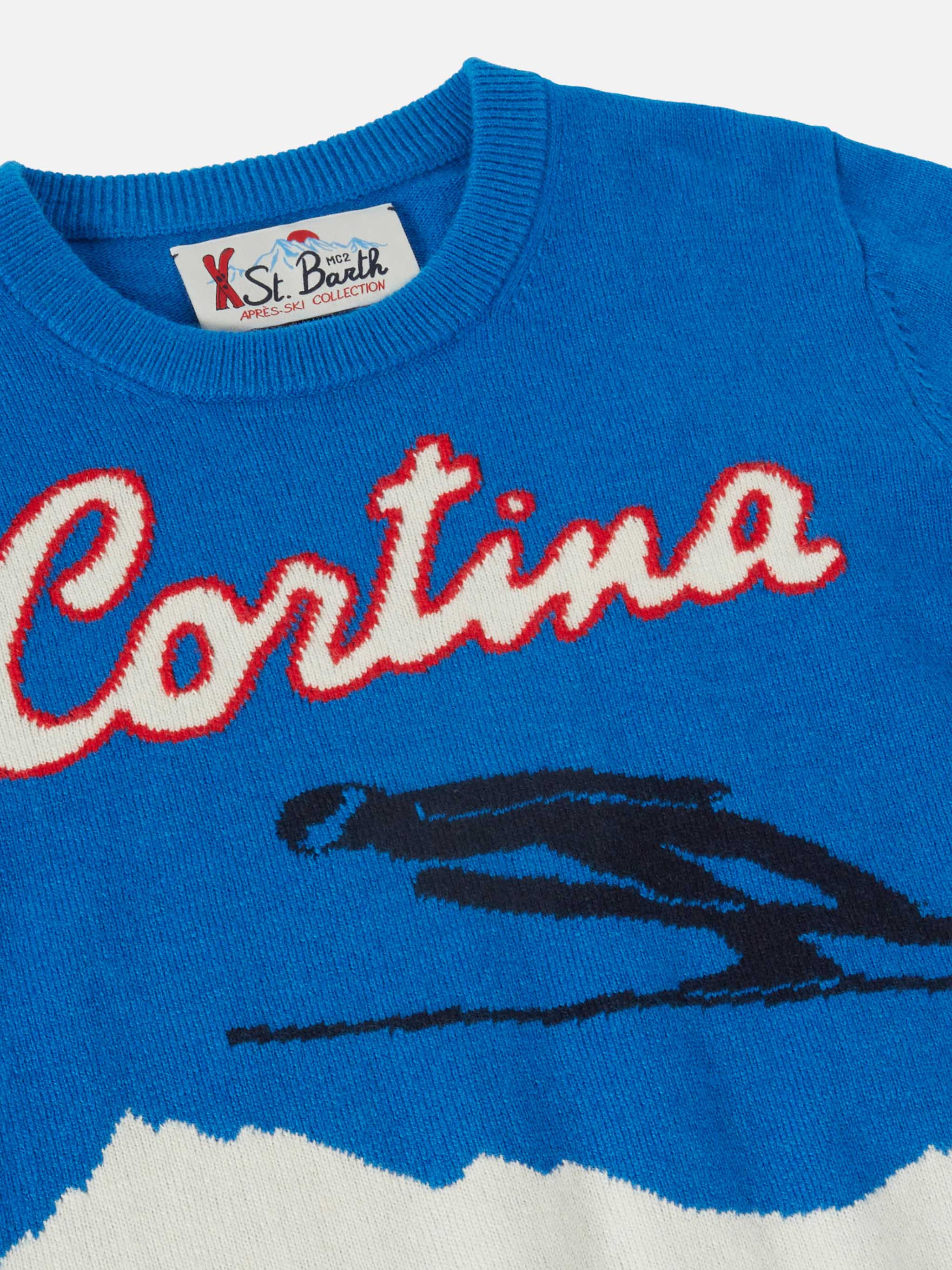 Crewneck Douglas With Cortina Postcard Jacquard Blue