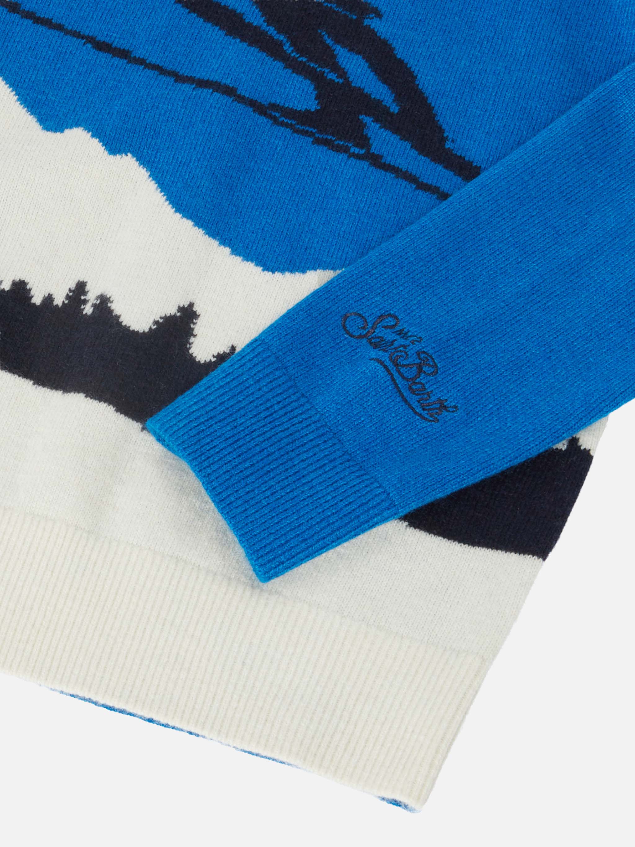 Crewneck Douglas With Cortina Postcard Jacquard Blue