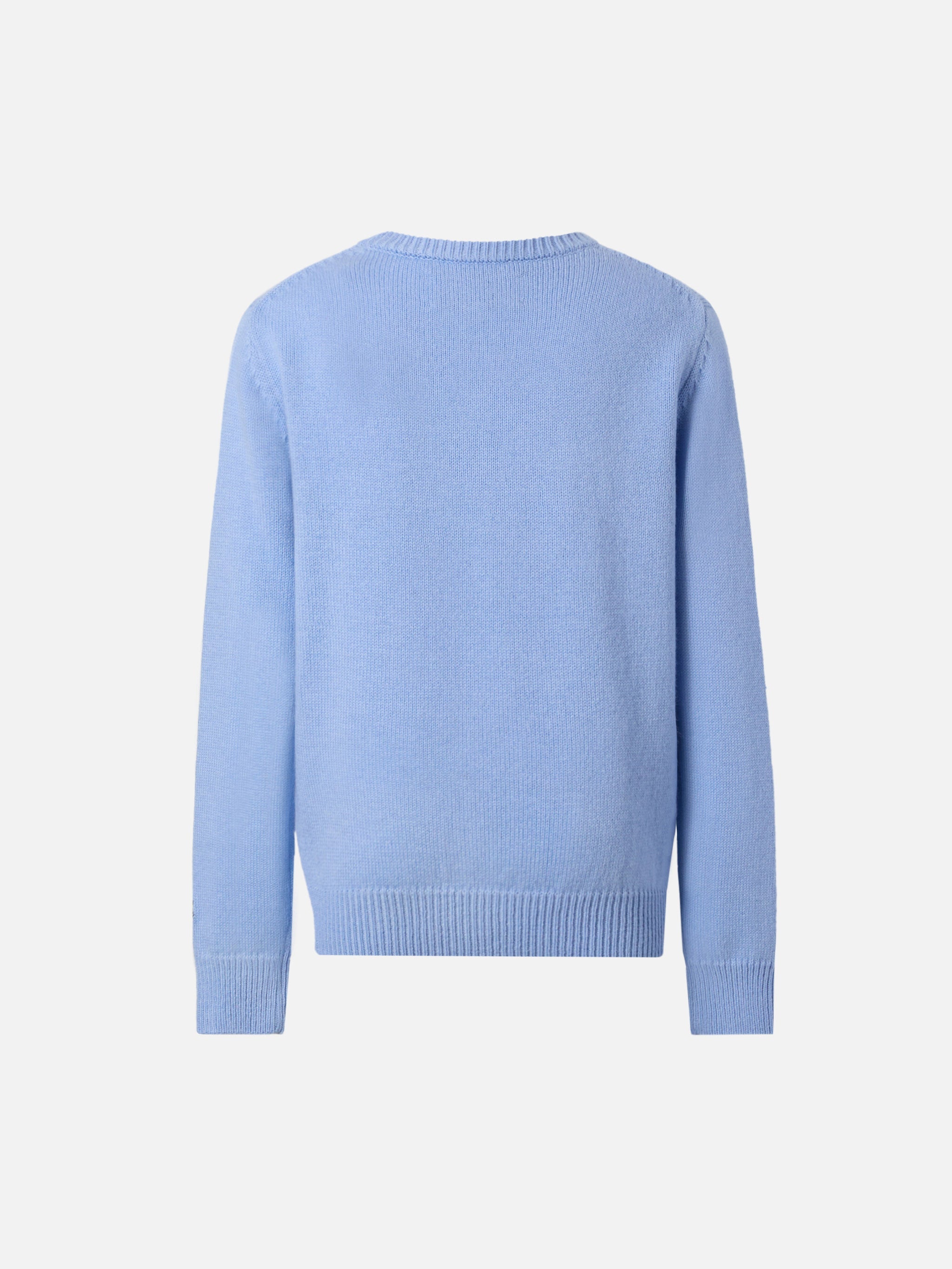 Crewneck Douglas Cashmere Blend With Cortina Jacquard Blue