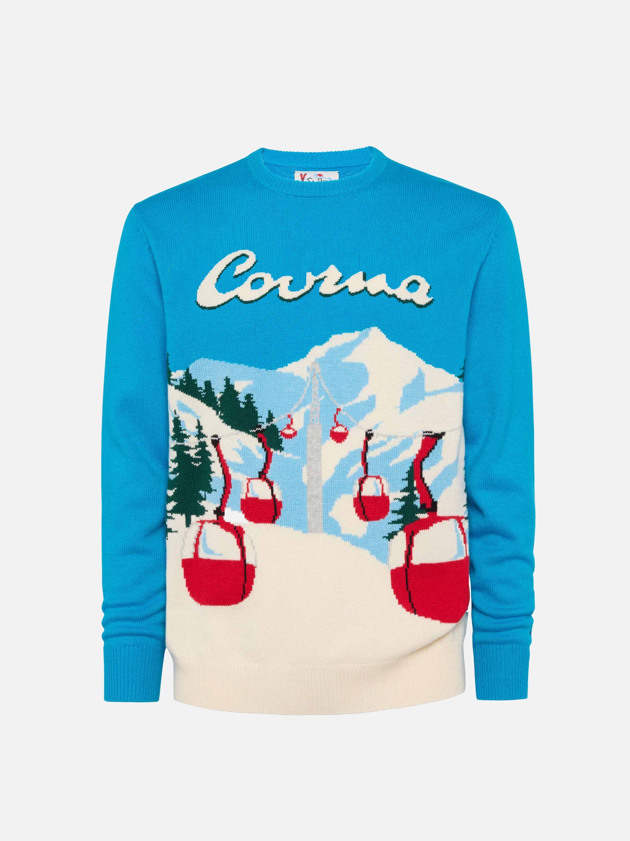 Crewneck Douglas With Courma Postcard Jacquard Sky