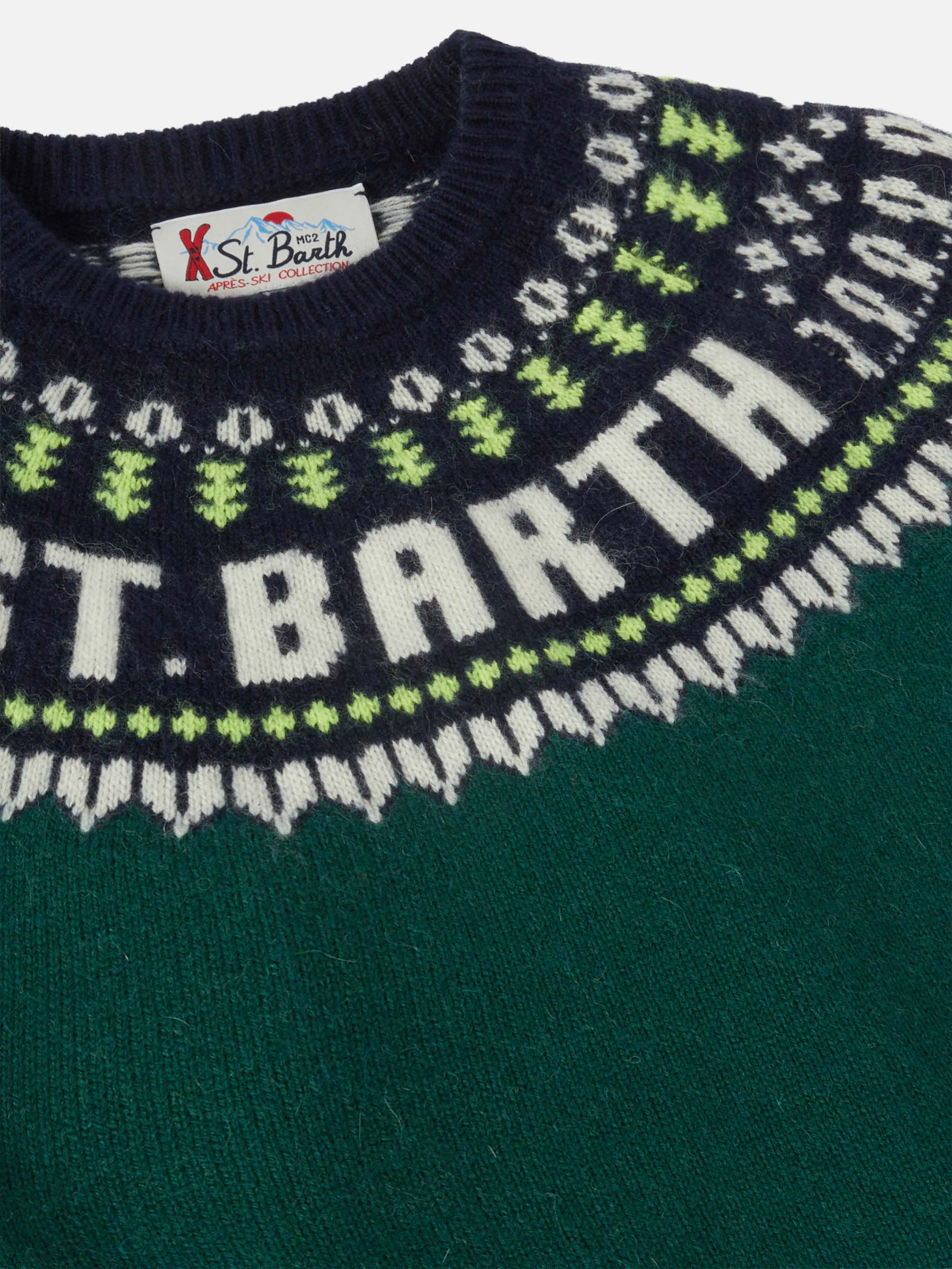 Alpaca Sweater Douglas With Fair-Isle Jacquard Green