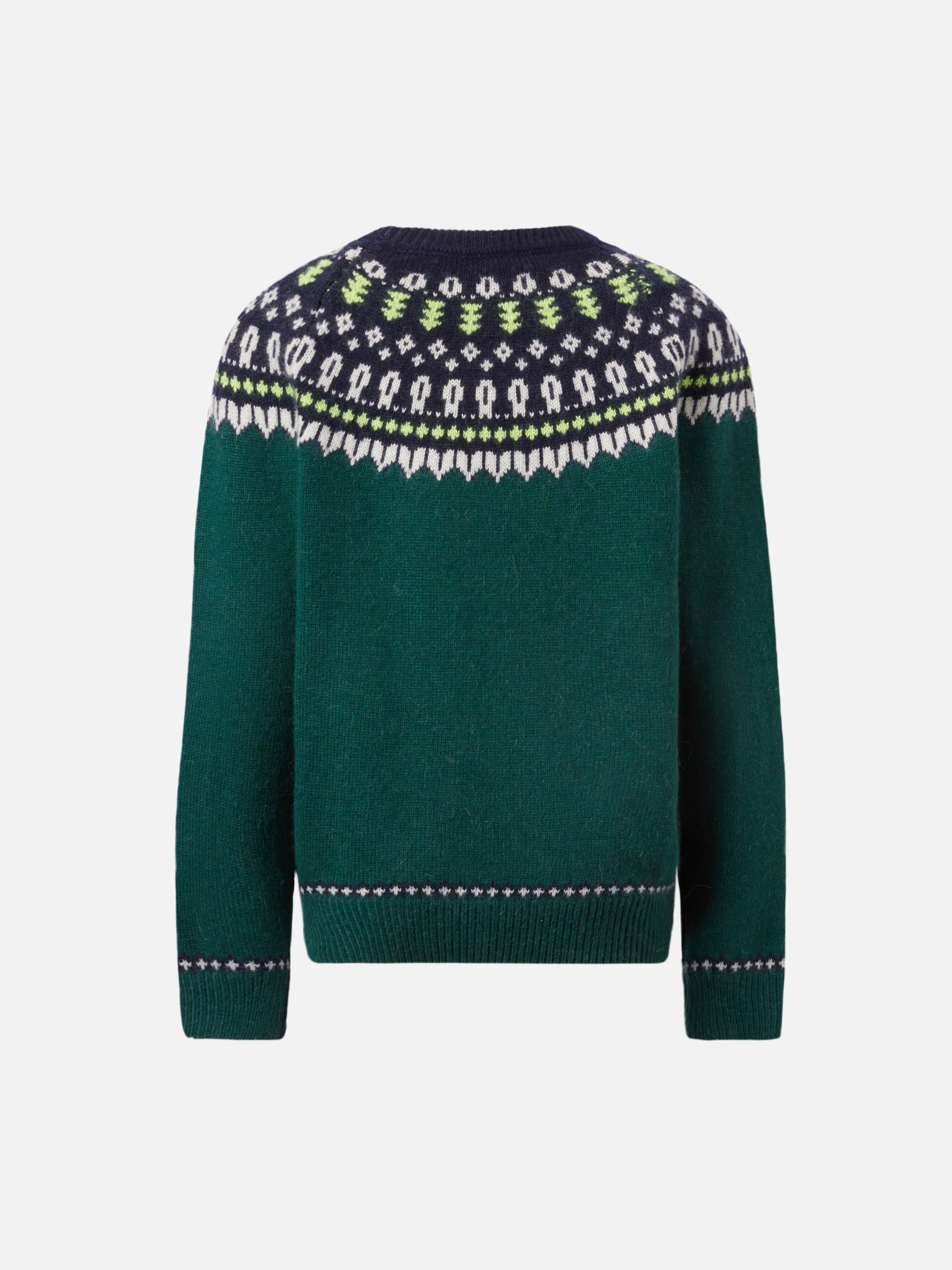 Alpaca Sweater Douglas With Fair-Isle Jacquard Green