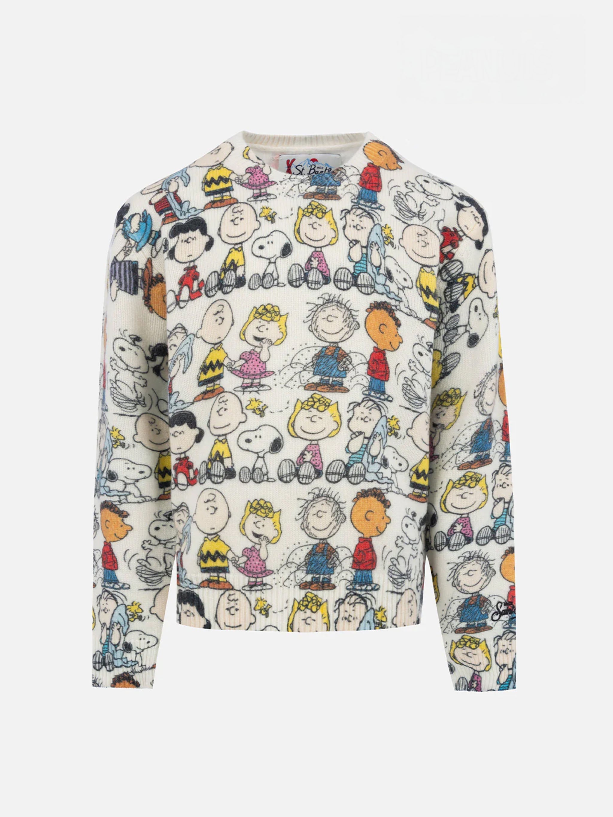Boy White Crewneck Sweater Douglas With Peanuts Team Print | Snoopy Special Edition