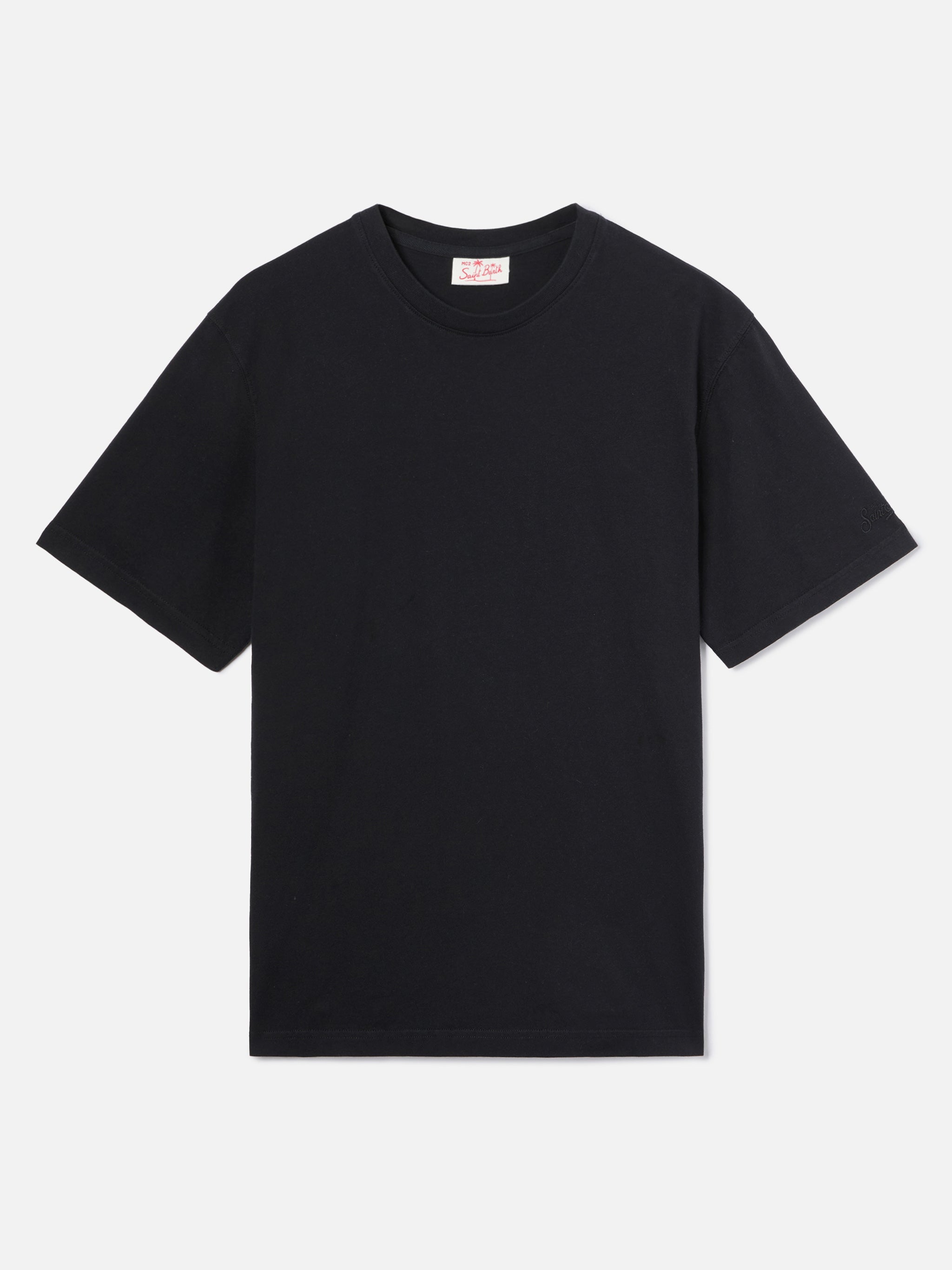 Black Dover Cotton T-Shirt With Logo Embroidery