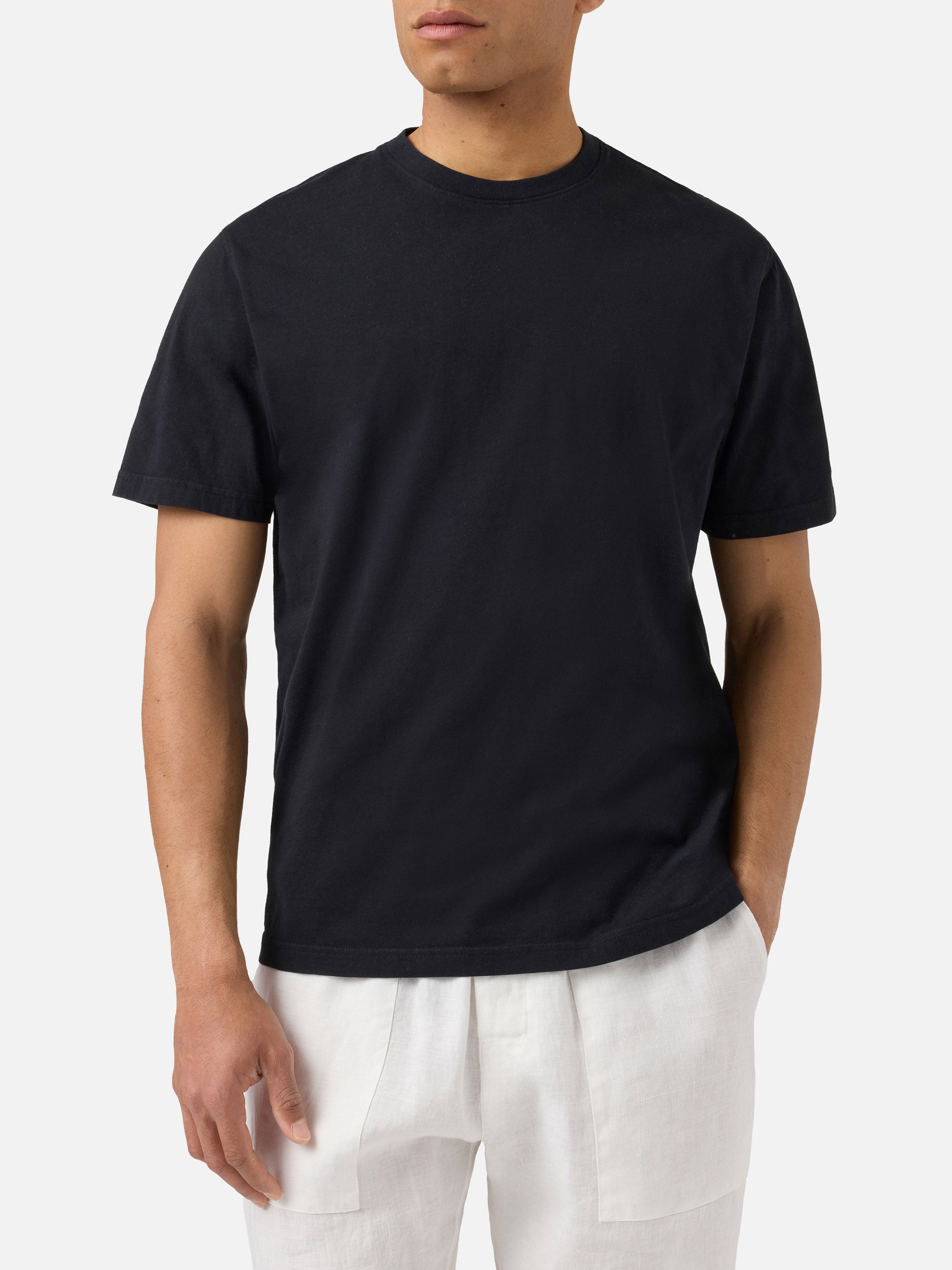 Black Dover Cotton T-Shirt With Logo Embroidery