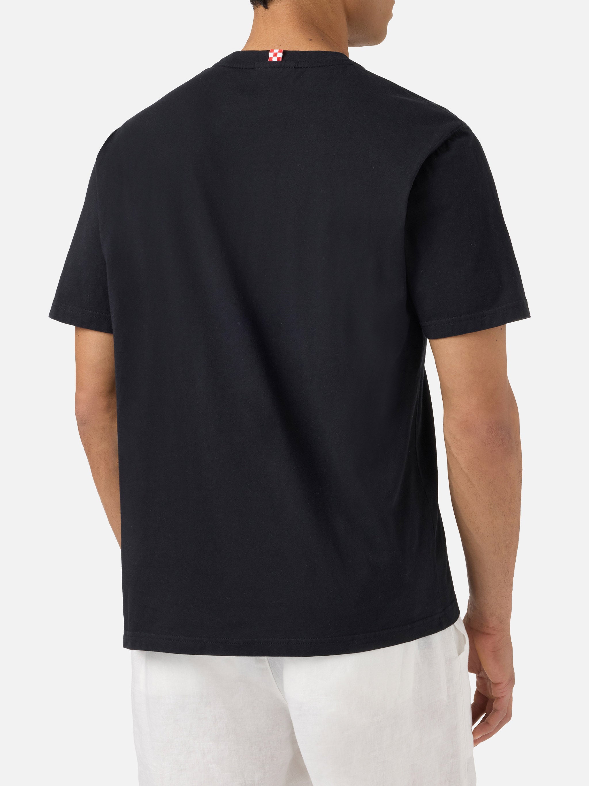 Black Dover Cotton T-Shirt With Logo Embroidery
