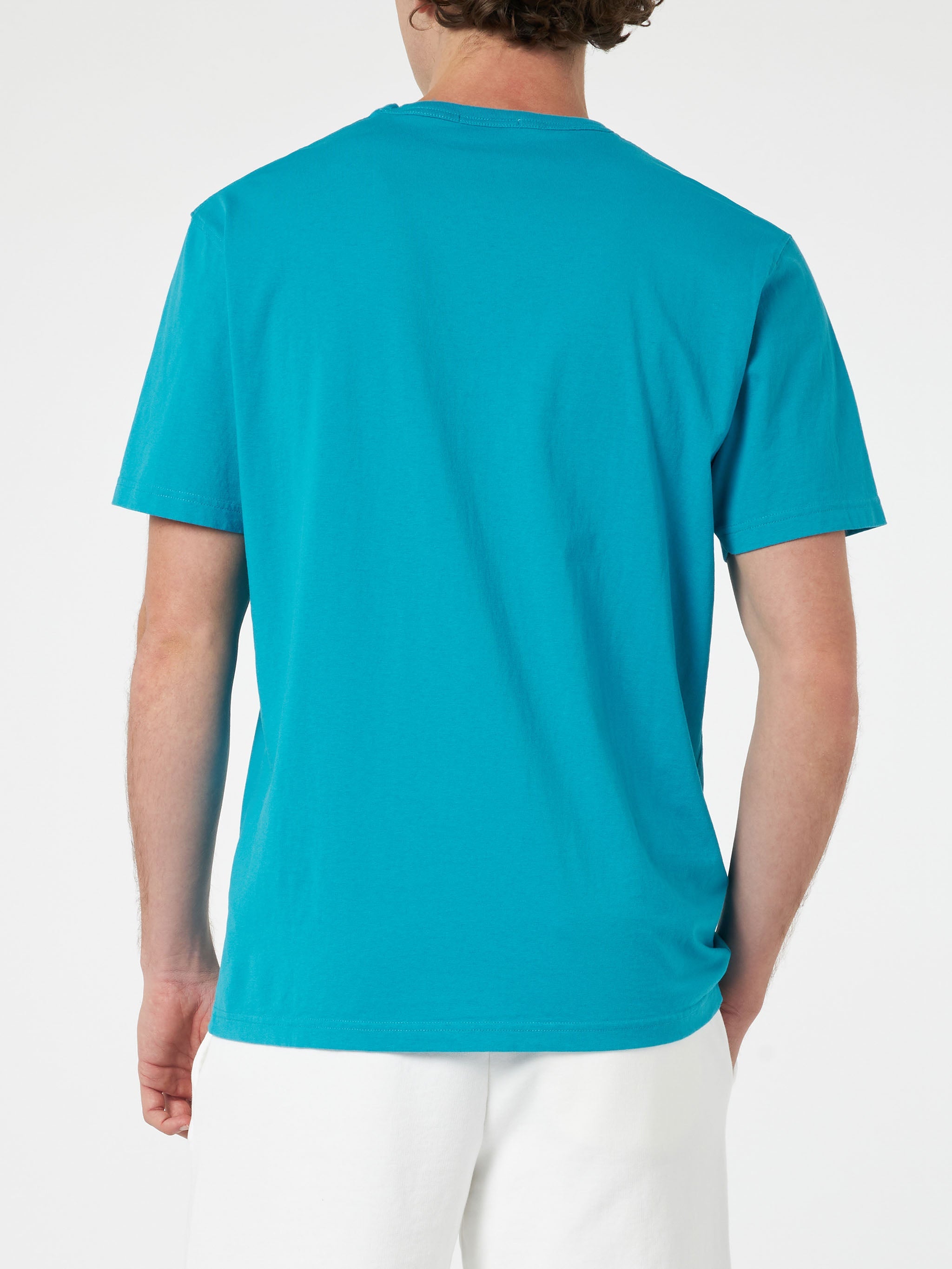 Man Teal Cotton Jersey T-Shirt Dover With St. Barth Embroidery Green