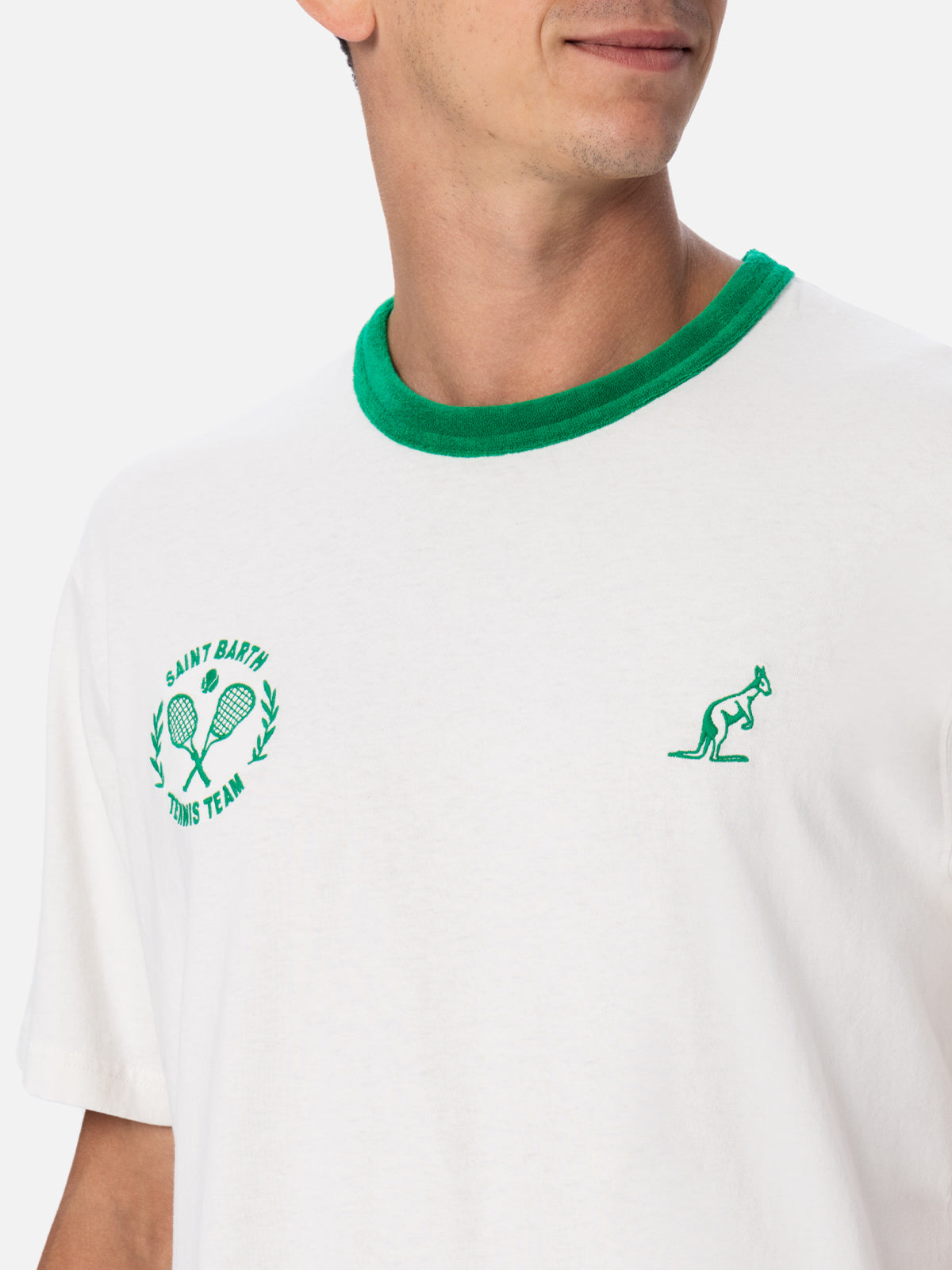 Man White Cotton T-Shirt Dover With Australian Embroidery | Brand Special Edition