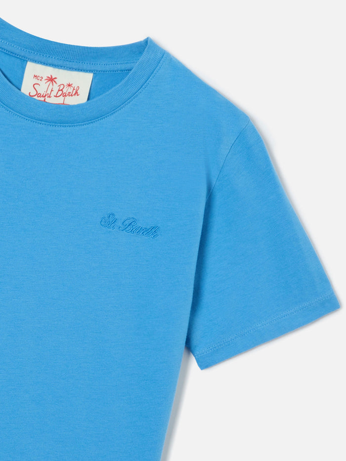 Powder Blue Dover Jr T-Shirt Pure Cotton With Embroidered Logo