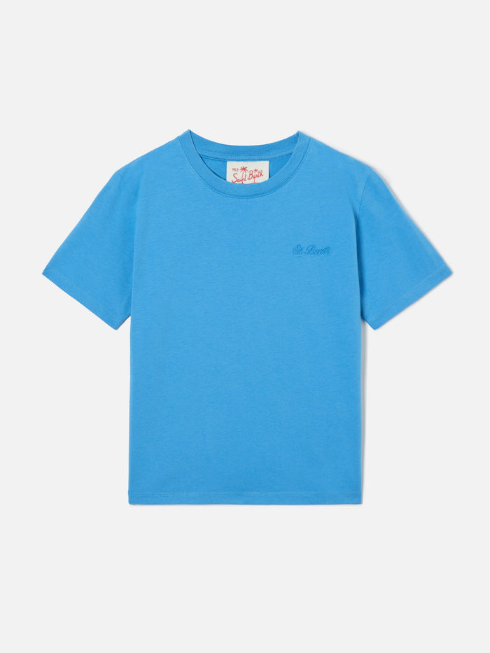 Powder Blue Dover Jr T-Shirt Pure Cotton With Embroidered Logo