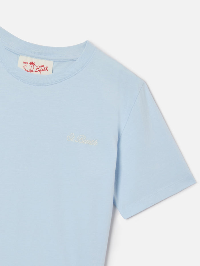 Light Blue Dover Jr T-Shirt Pure Cotton With Embroidered Logo