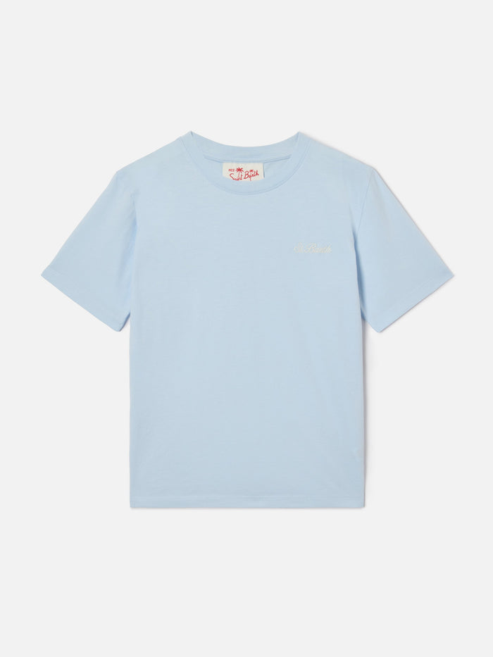 Light Blue Dover Jr T-Shirt Pure Cotton With Embroidered Logo
