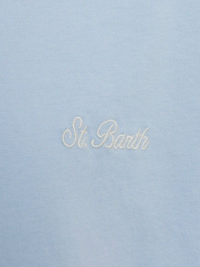 Light Blue Cotton Jersey T-Shirt Dover With St. Barth Embroidery