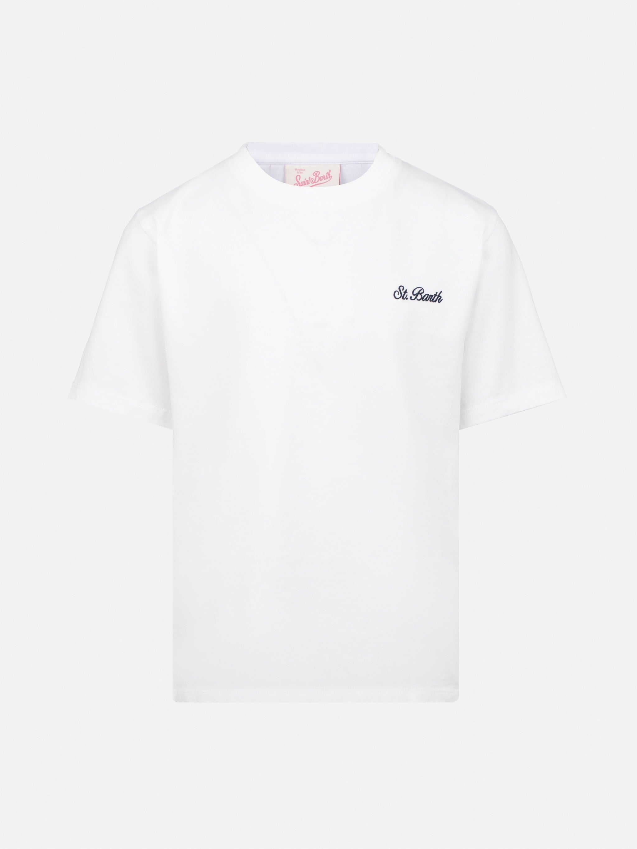White Cotton Jersey T-Shirt Dover With St. Barth Embroidery