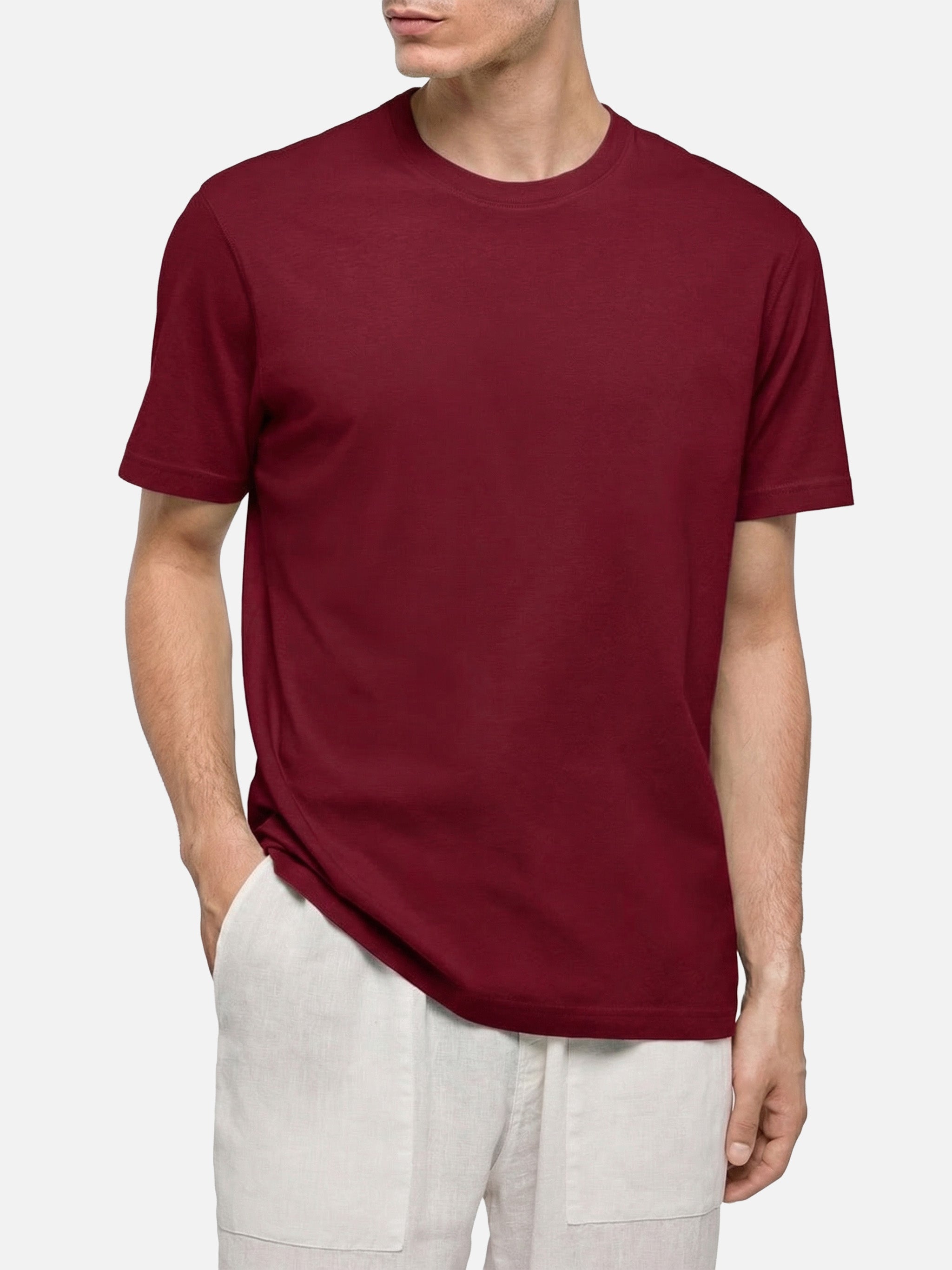 Dover Bordeaux Cotton Jersey T-Shirt With St. Barth Embroidery Red
