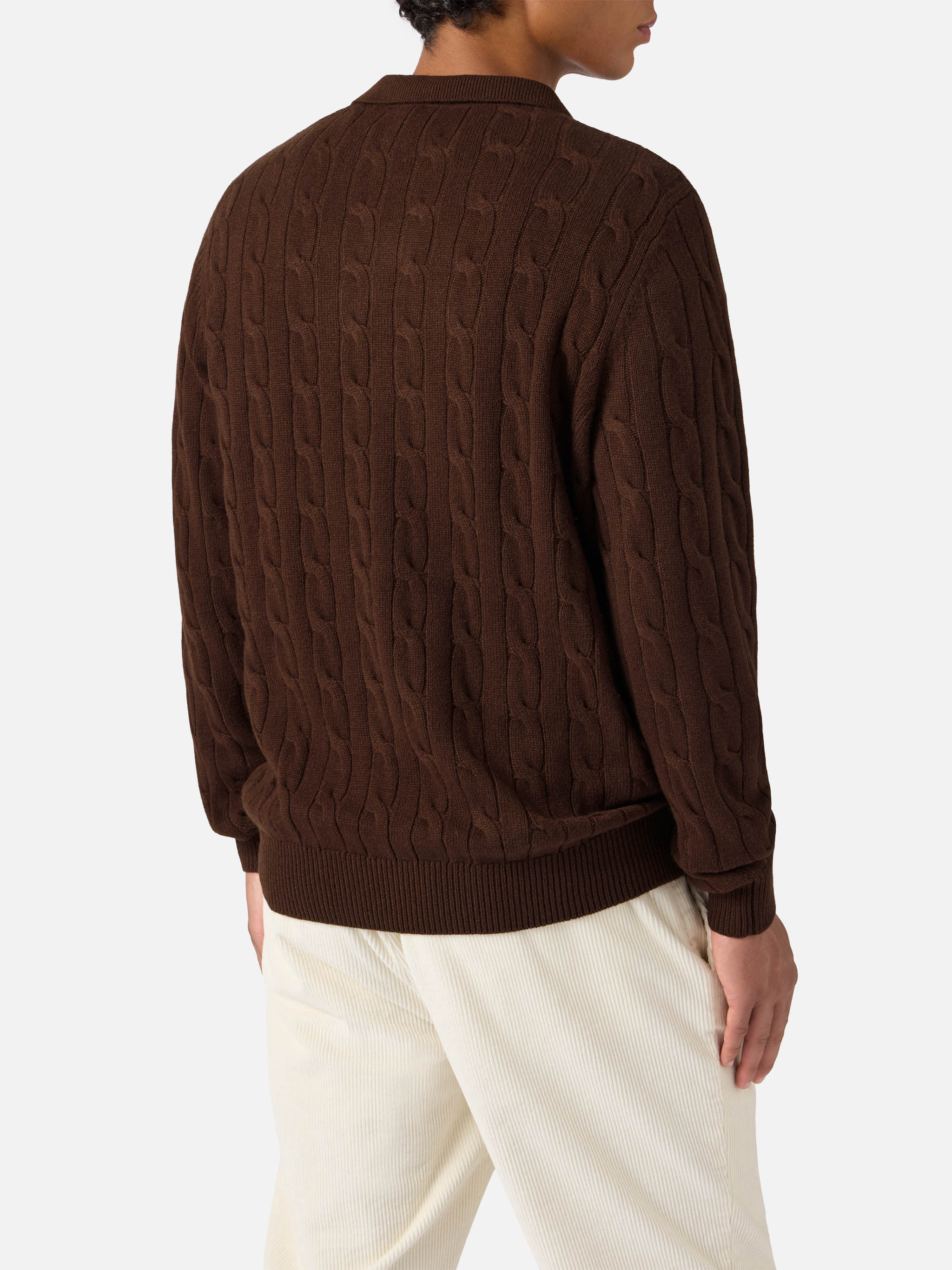Brown Wool Knit Polo Downing Knitwear
