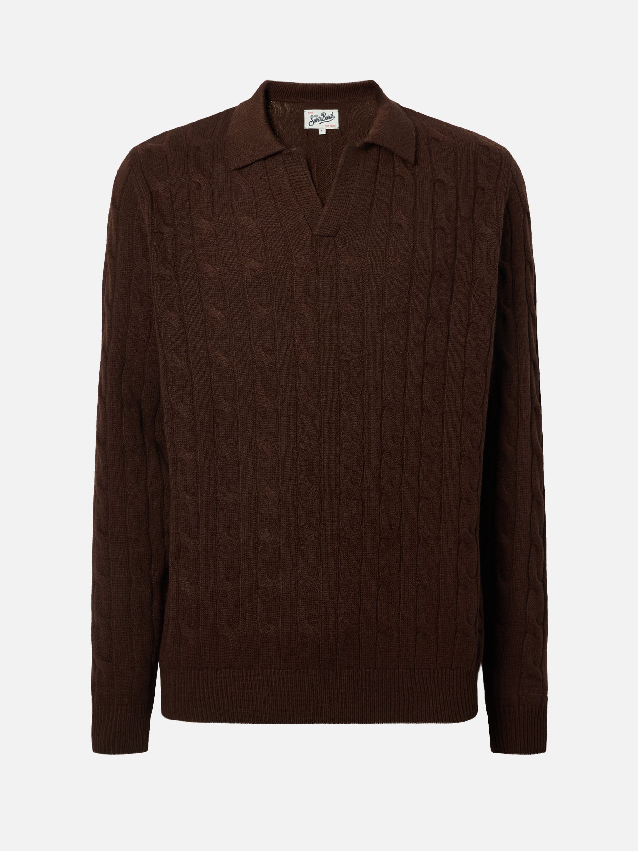 Brown Wool Knit Polo Downing Knitwear