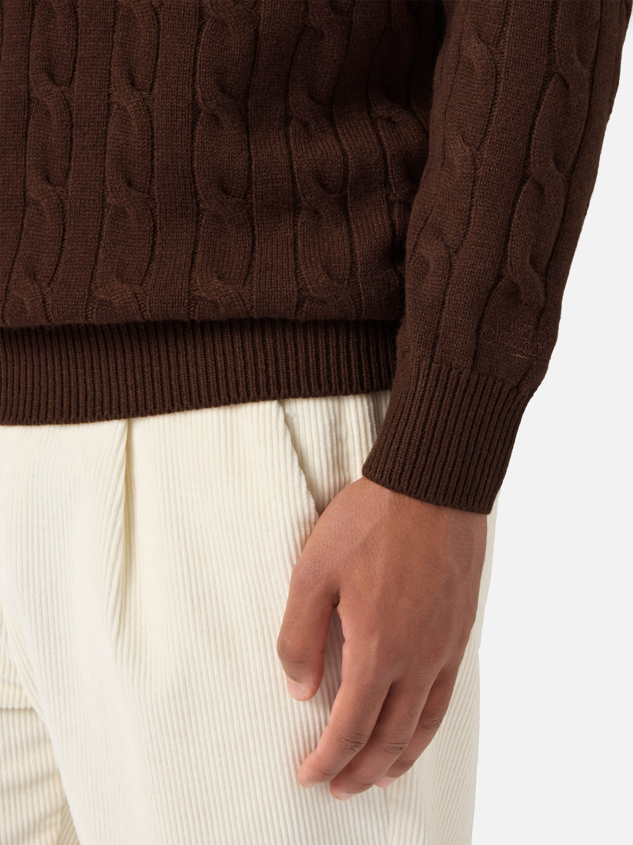Brown Wool Knit Polo Downing Knitwear