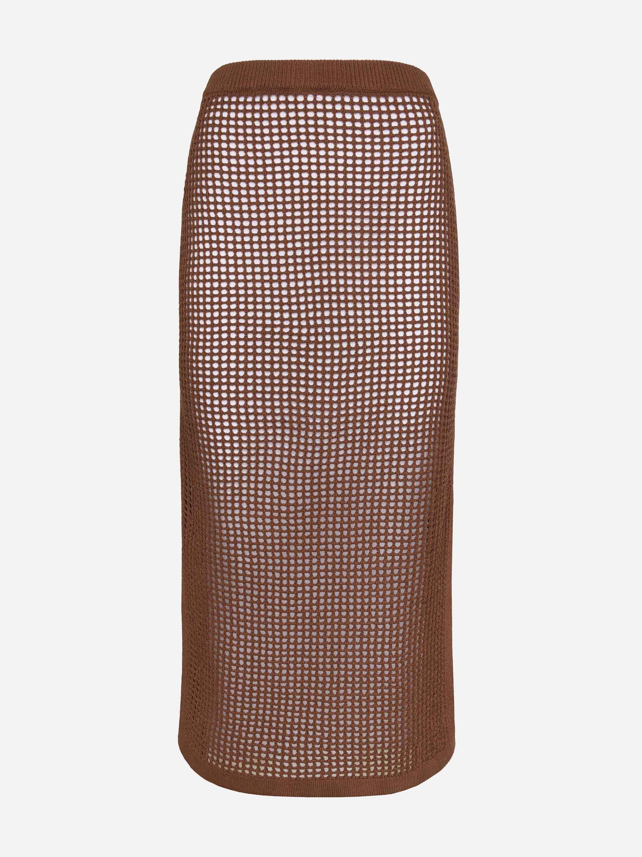 Darline Brown Crochet Midi Skirt