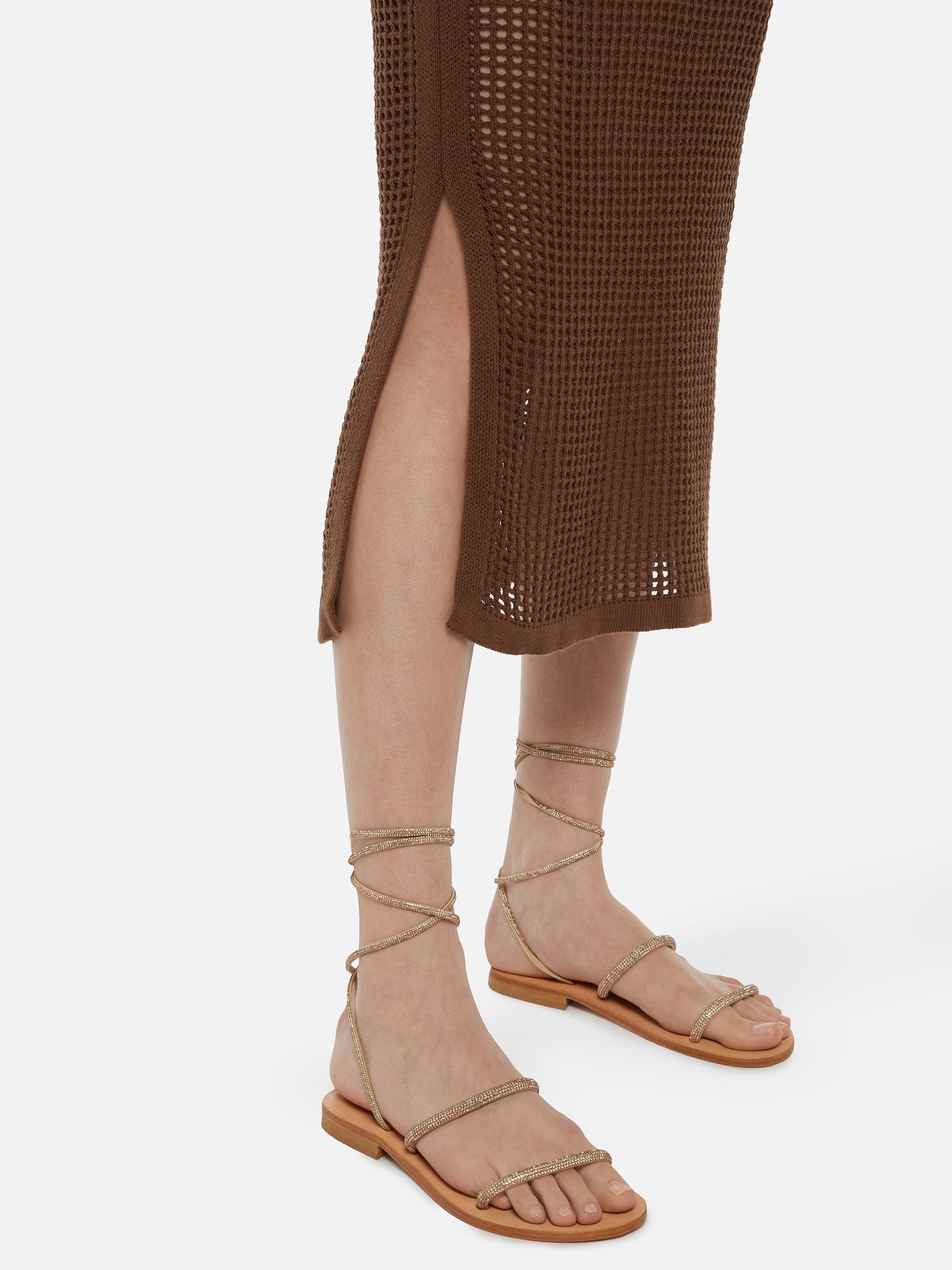 Darline Brown Crochet Midi Skirt