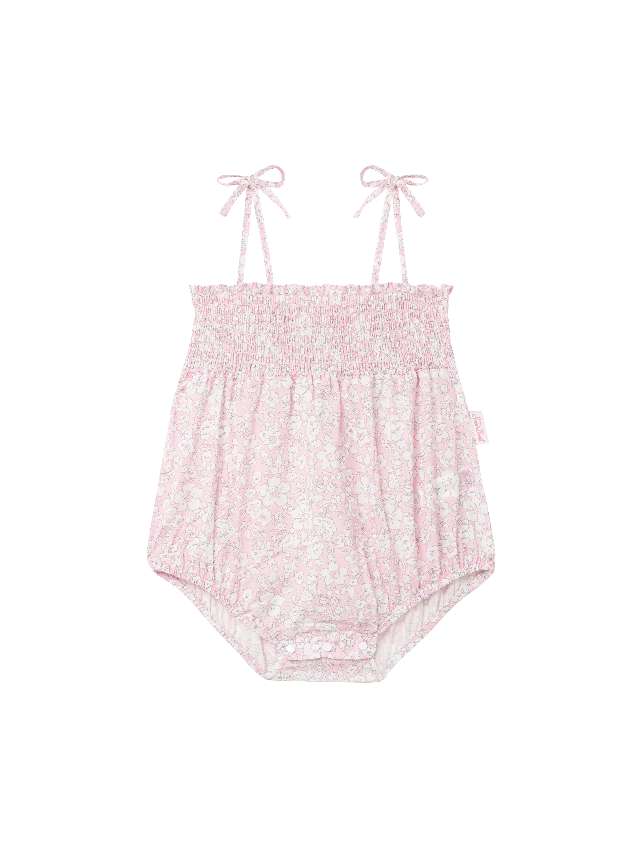 Dudu Newborn Cotton Romper Suit With Flower Print Pink Overalls