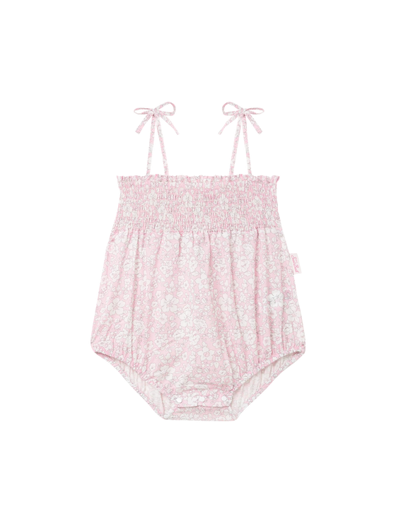 Dudu Newborn Cotton Romper Suit With Flower Print Pink Overalls
