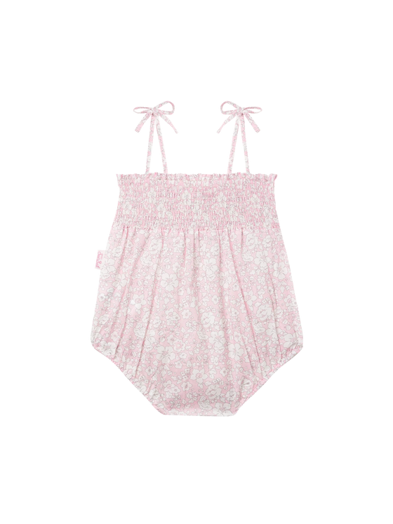 Dudu Newborn Cotton Romper Suit With Flower Print Pink Overalls