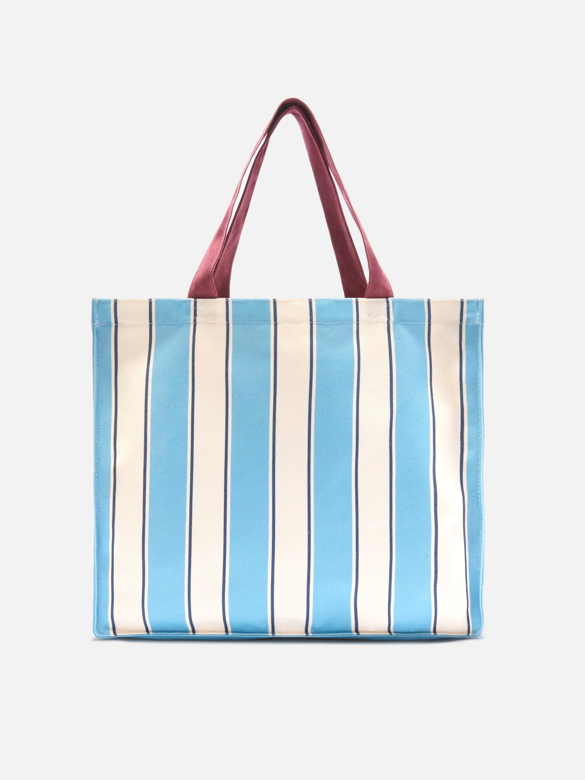 Essential Canvas Tote Bag With Light Blue And White Stripes Contrasting Logo