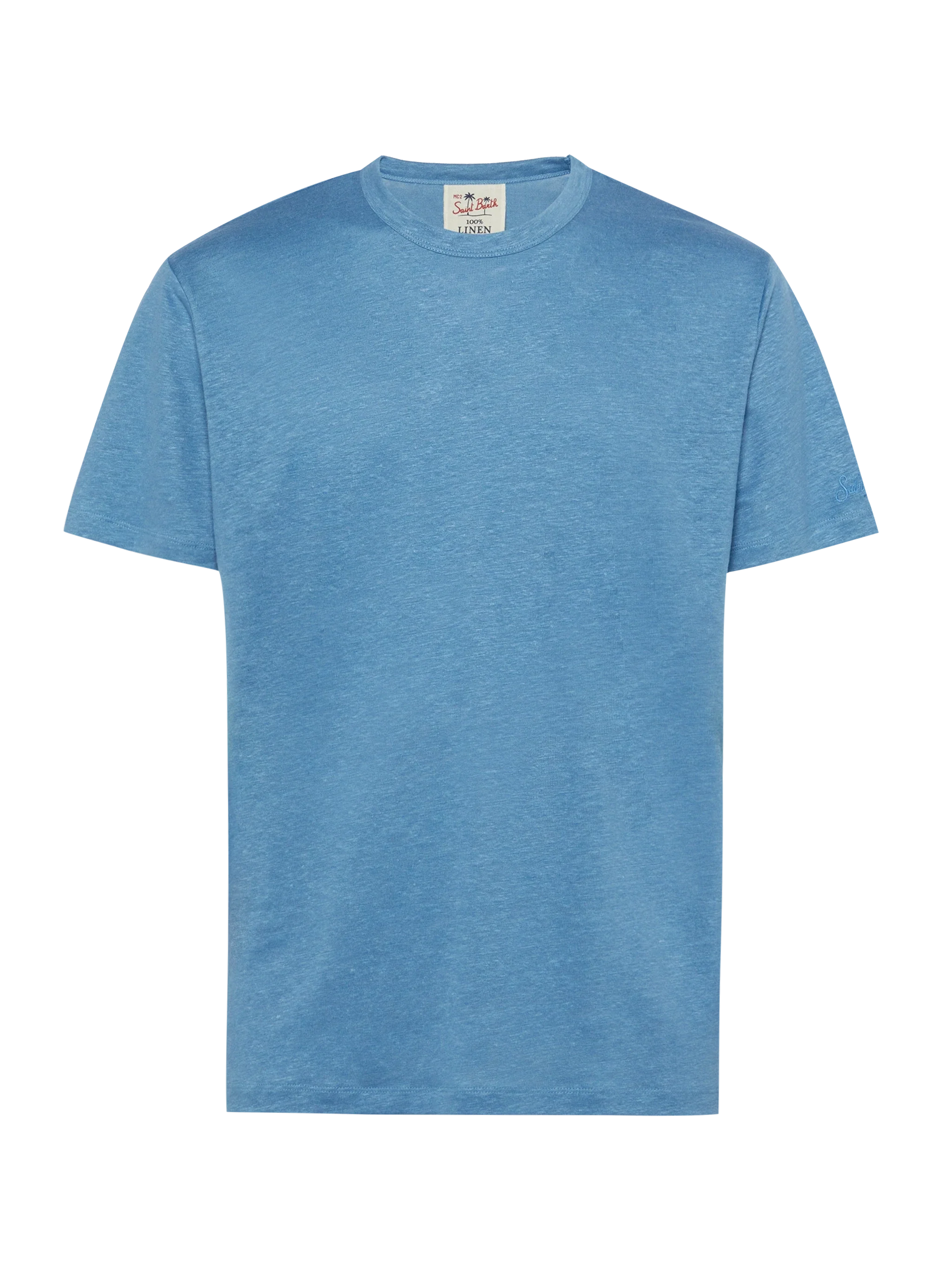 Dusty Blue Linen Jersey T-Shirt Ecstasea