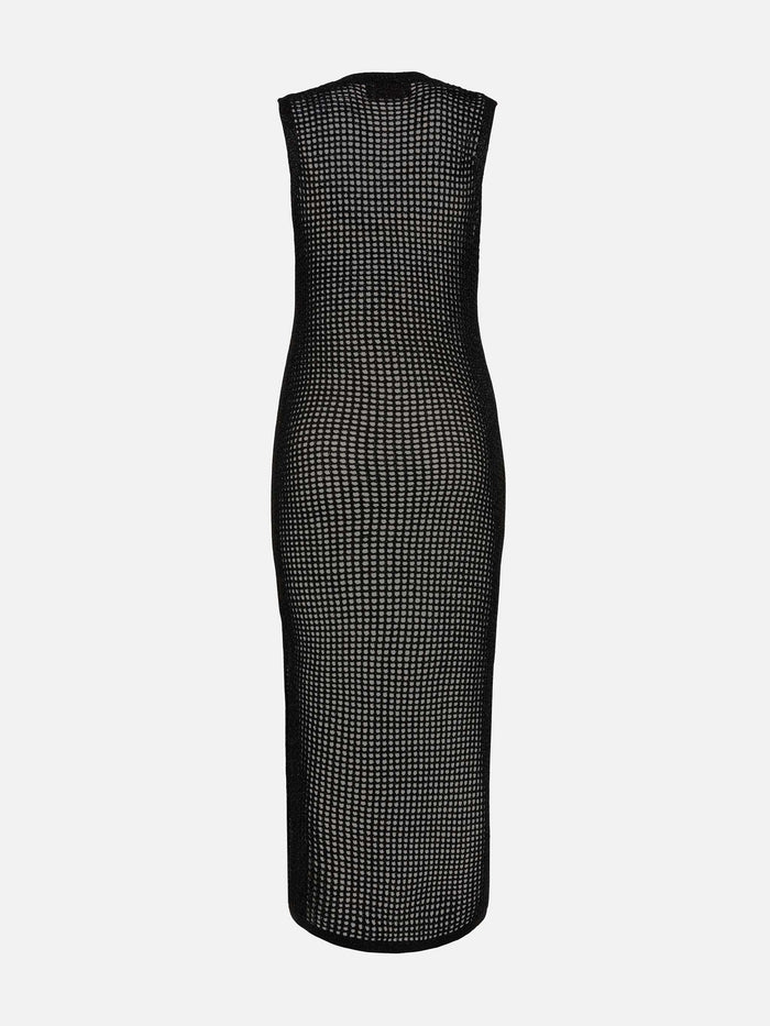 Eileen Long Lurex Black Mesh Crochet Dress