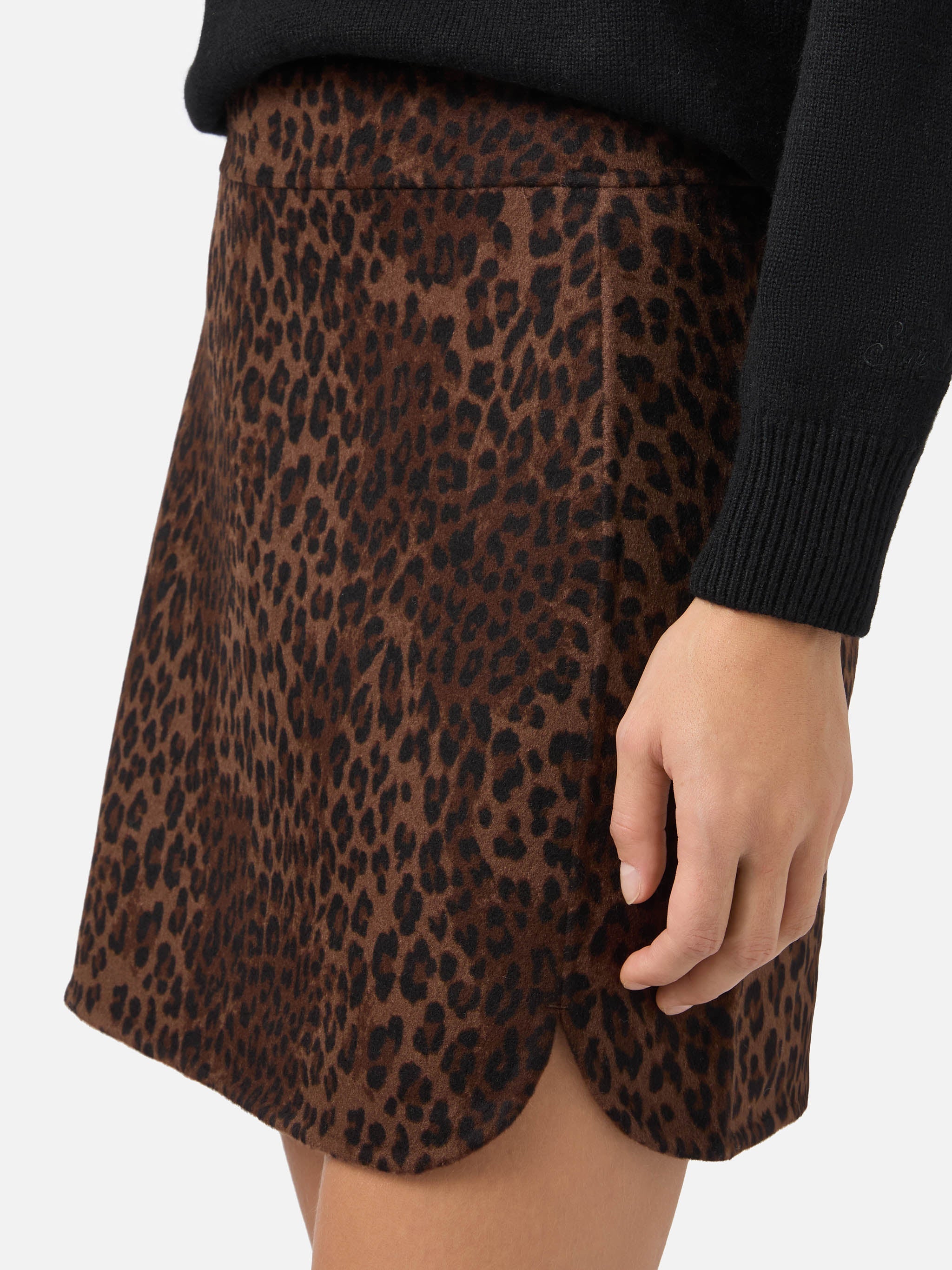 Eira Mini Skirt Double Fabric With Leopard Print Brown