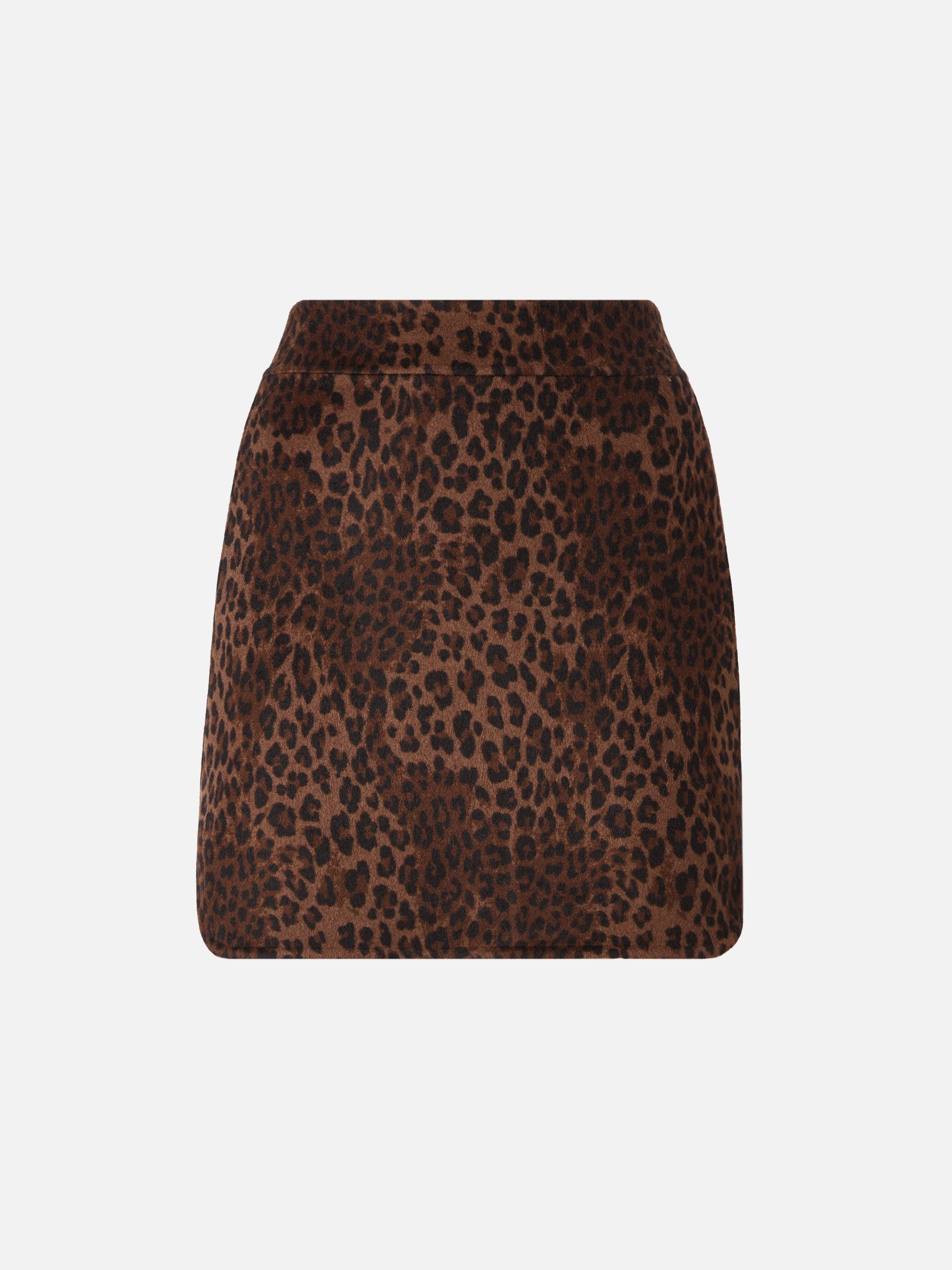 Eira Mini Skirt Double Fabric With Leopard Print Brown