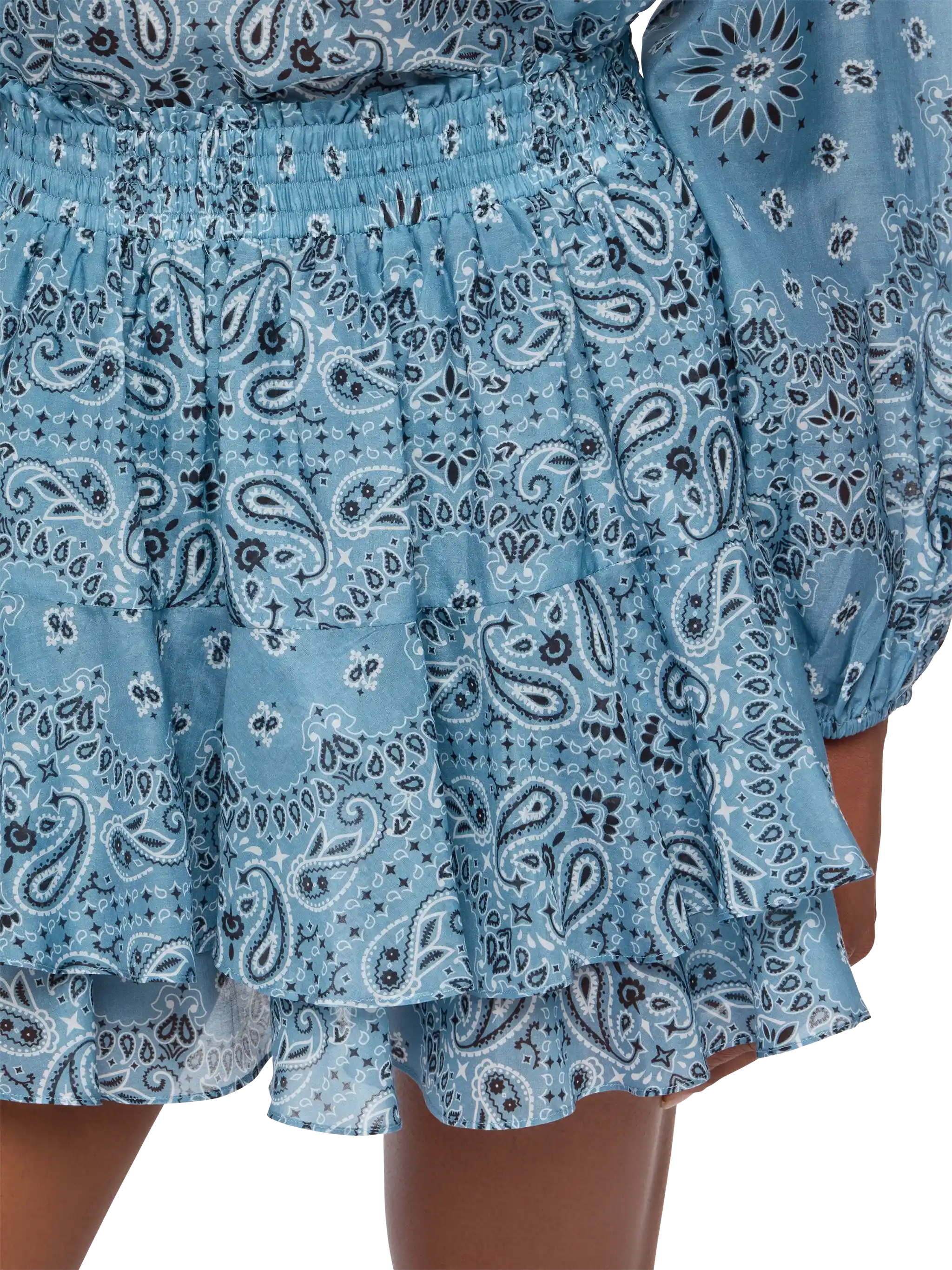 Eivissa Ruffled Mini Skirt Silk Voile With Bandana Print Blue