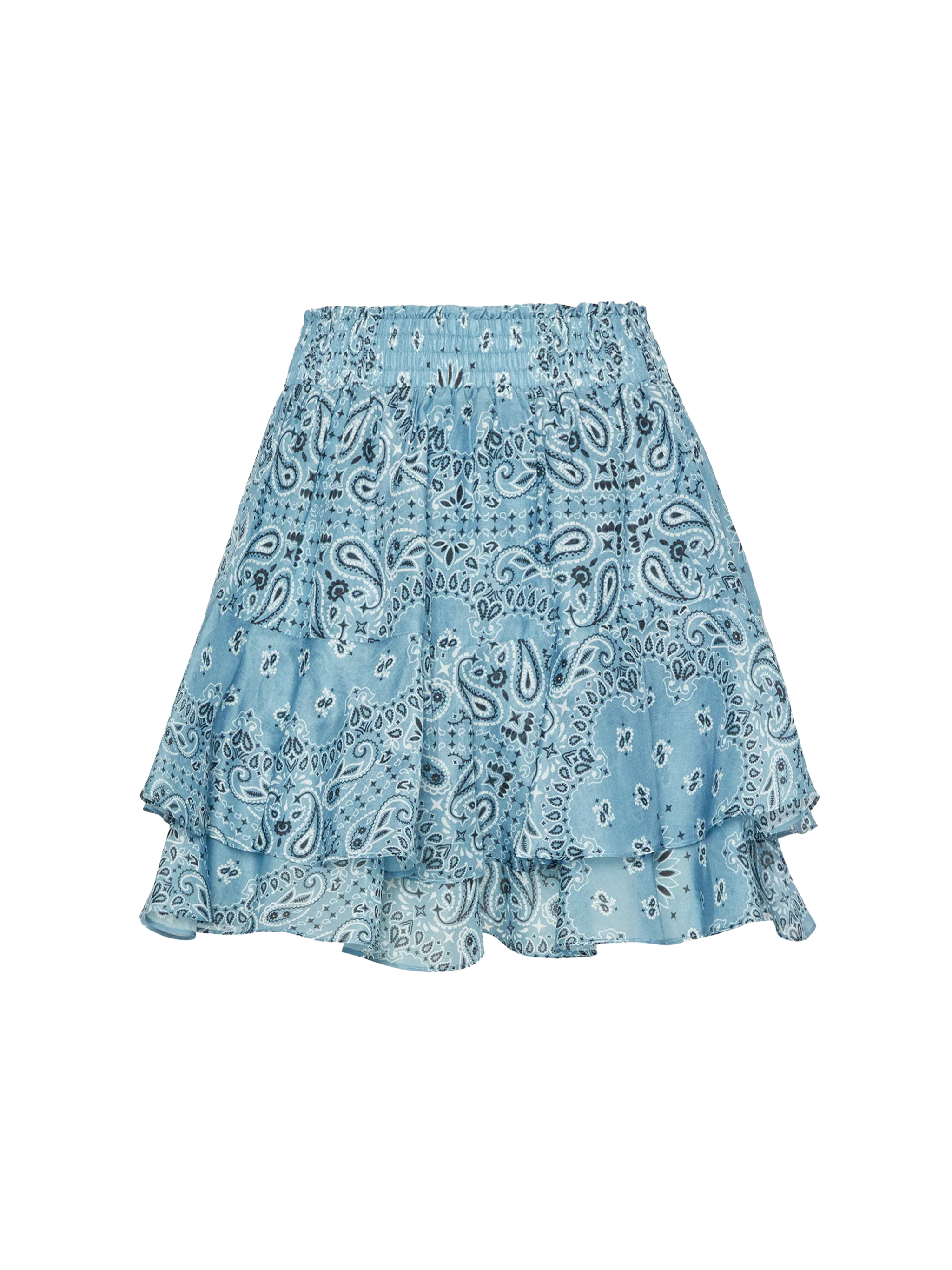 Eivissa Ruffled Mini Skirt Silk Voile With Bandana Print Blue