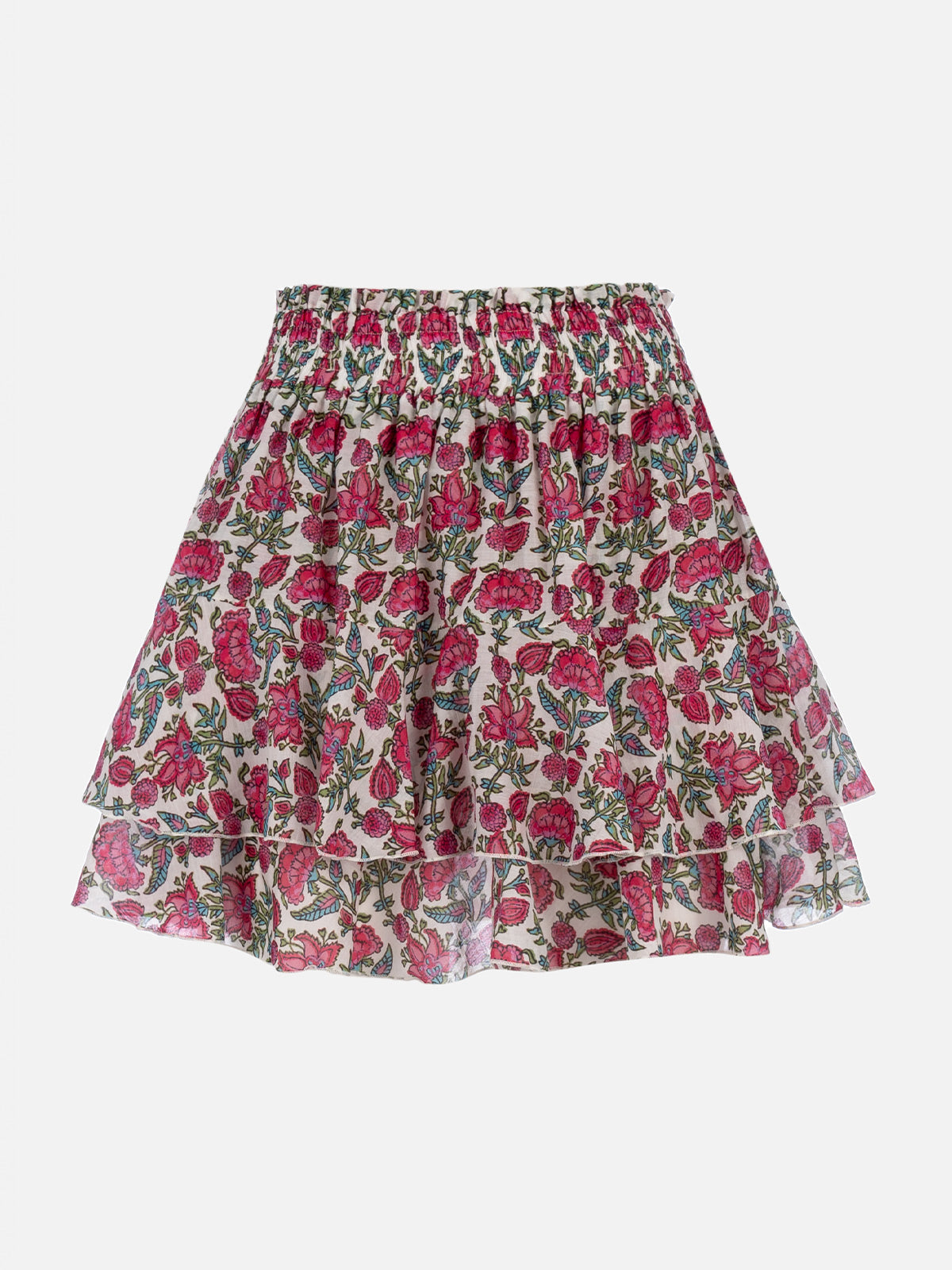 Eivissa Floral Silk Voile Mini Skirt White