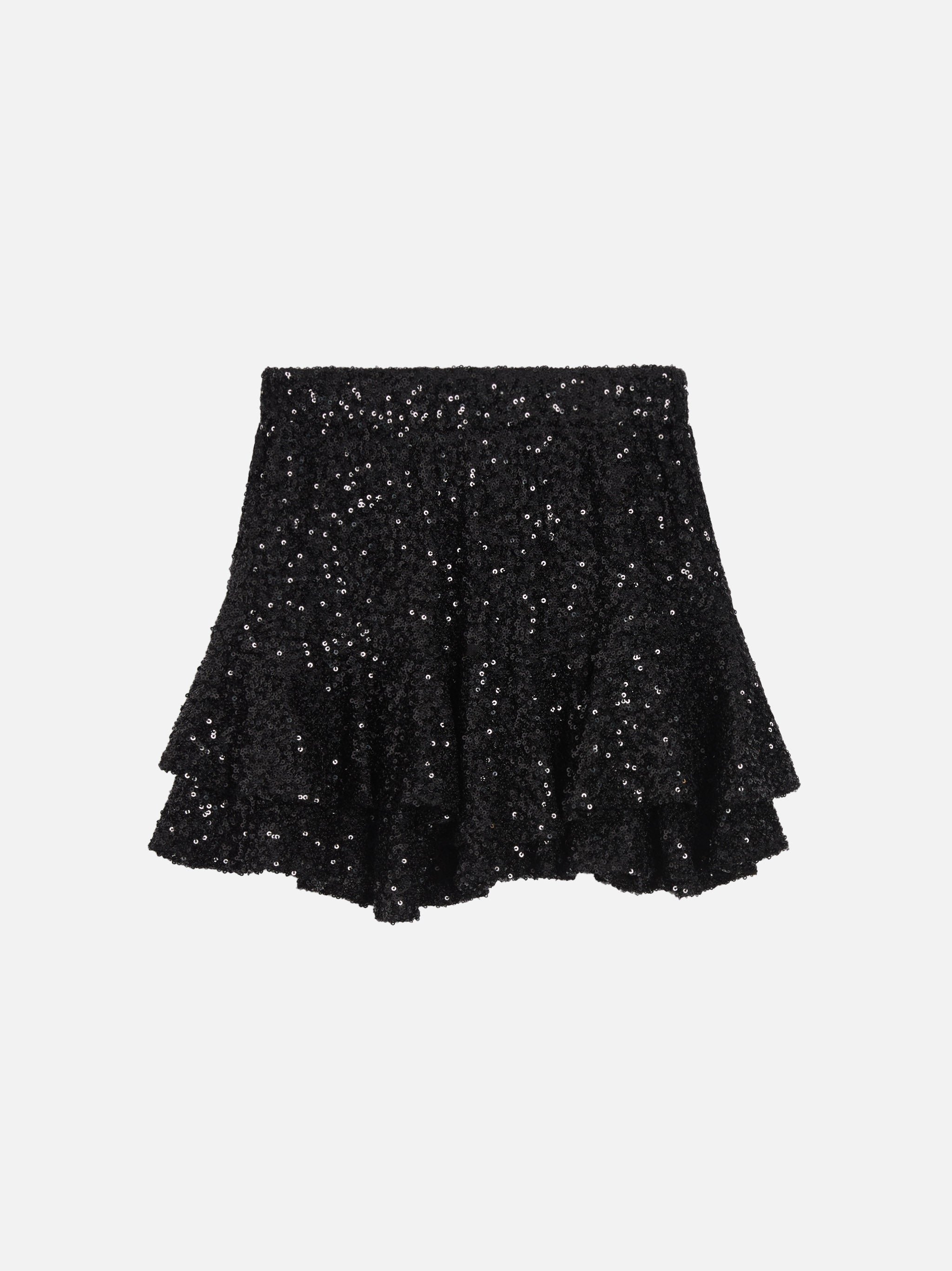 Eivissa Jr Sequin Ruffle Mini Skirt Black