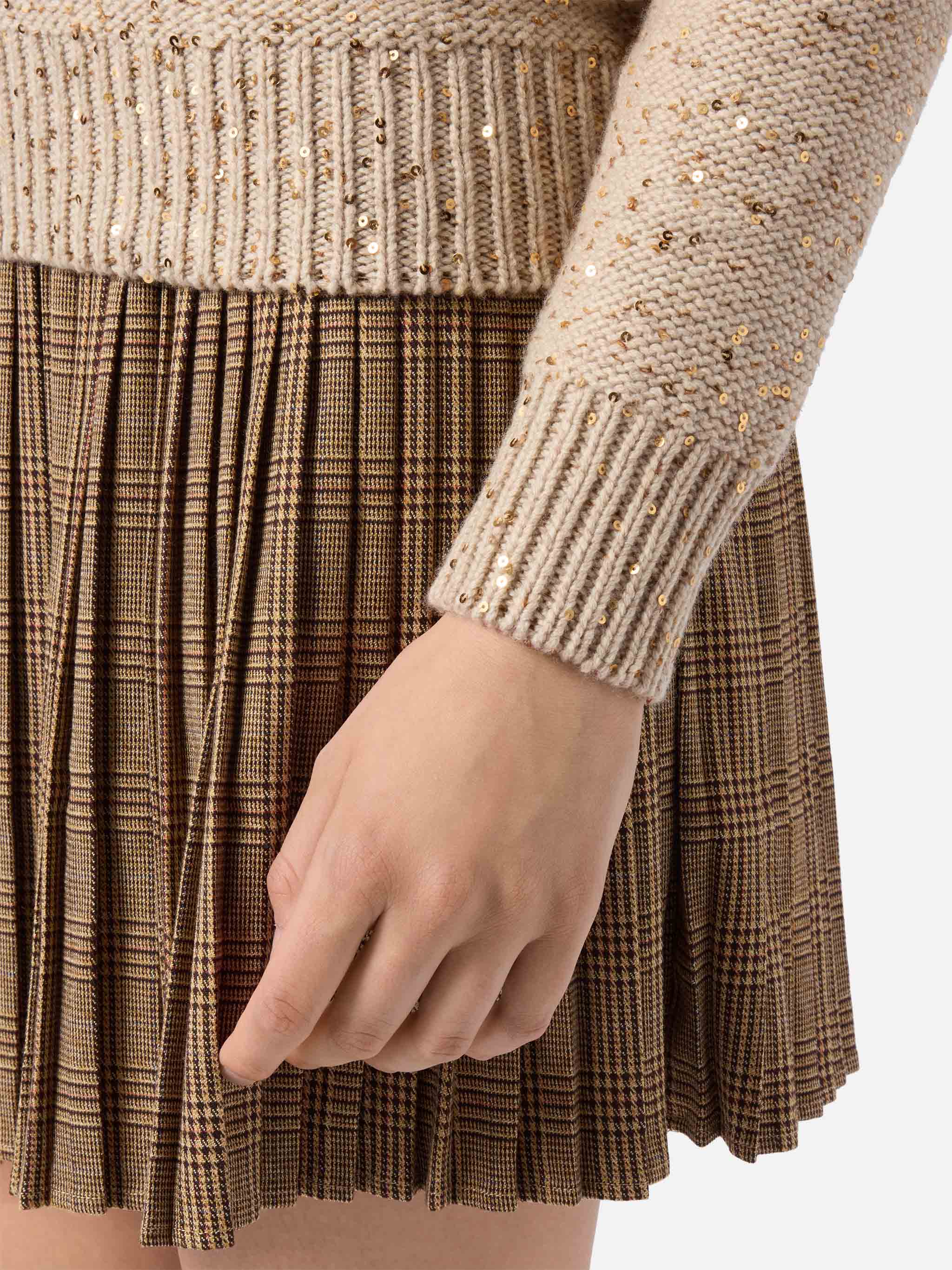 Gold Sweater With Sequins Yellow