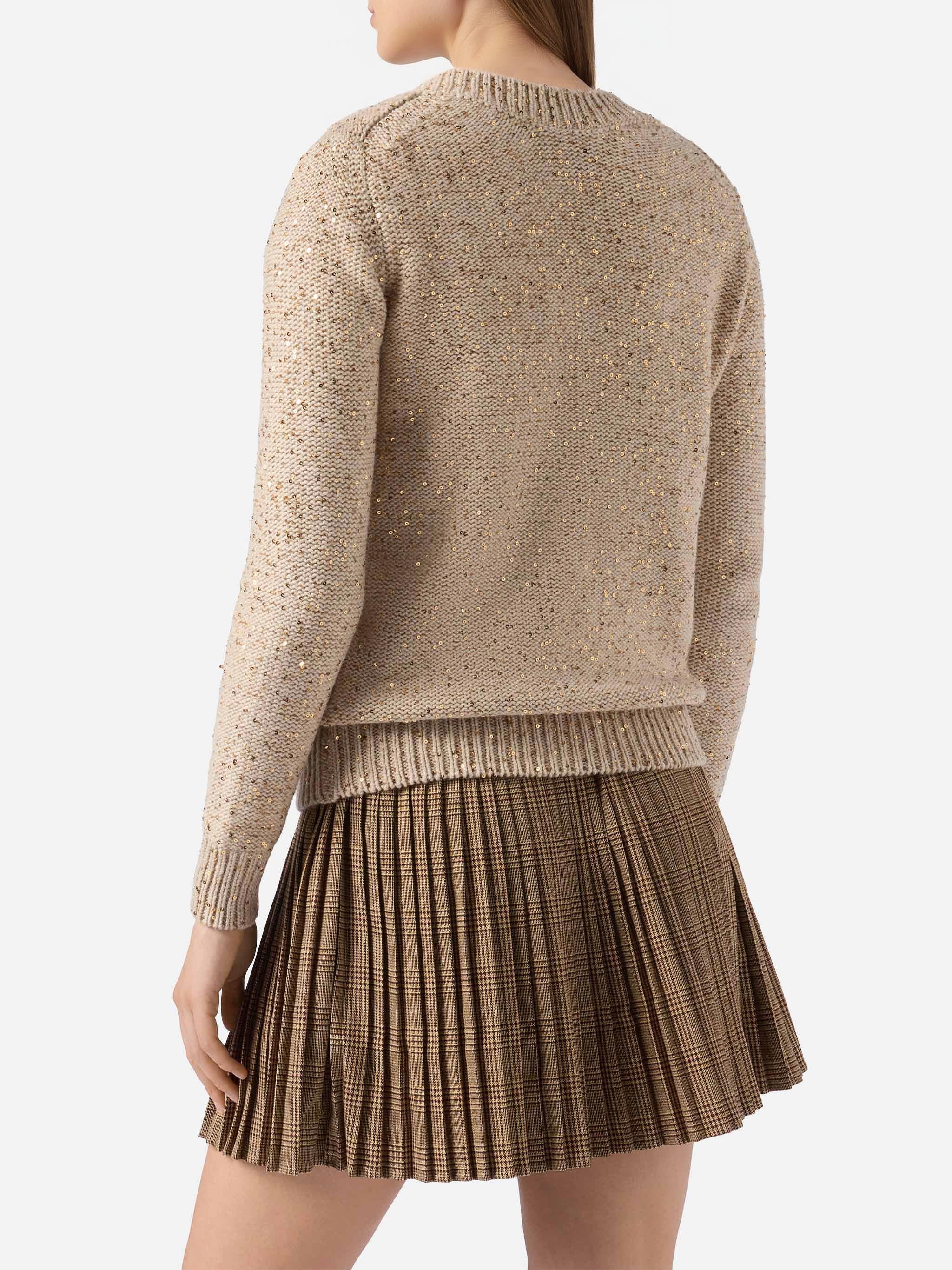 Gold Sweater With Sequins Yellow