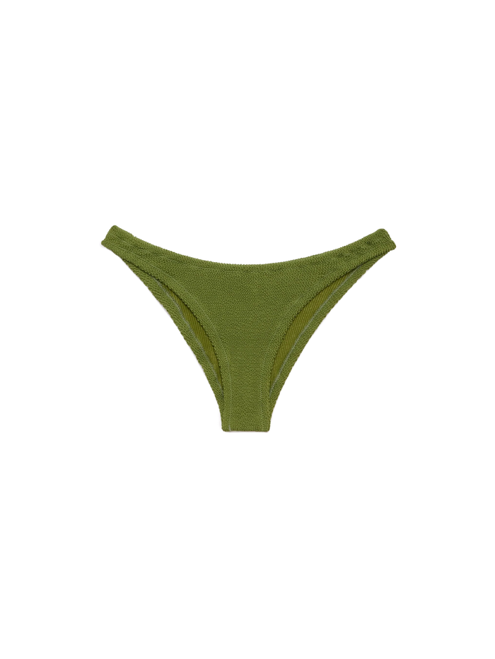 Elise Classic Military Green Crinkle Swim Briefs Bottom