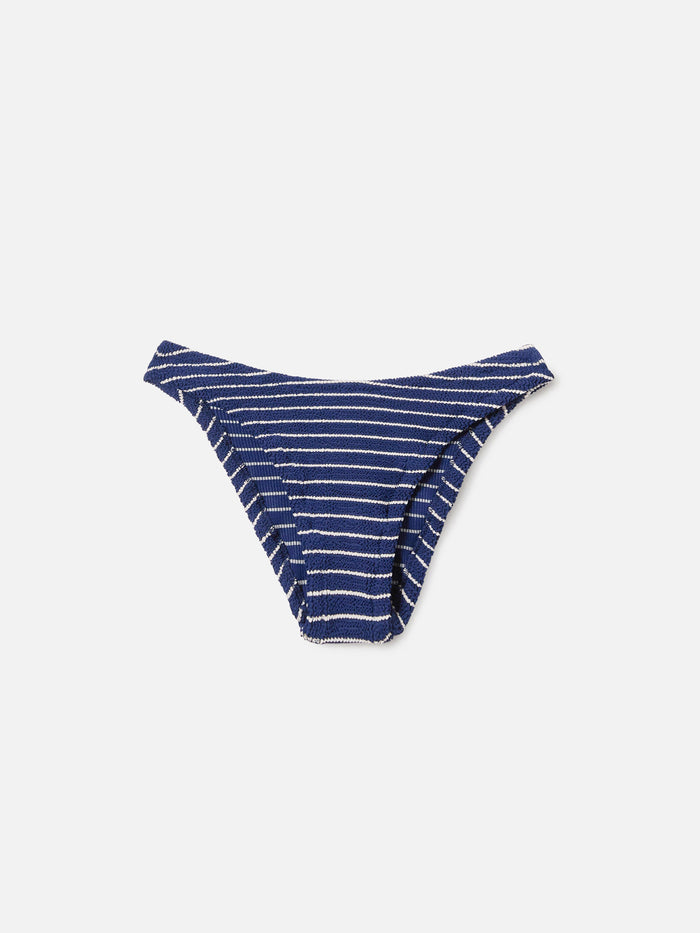 Classic Elise Bikini Bottoms Navy Striped Crinkle Fabric Blue Bottom