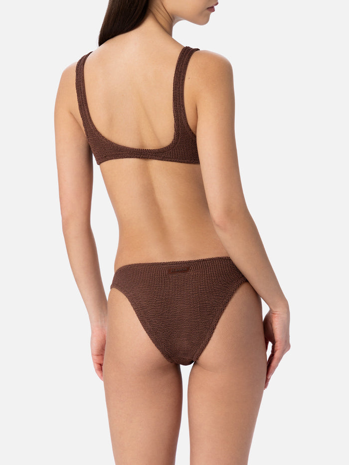 Elise Classic Brown Crinkle Swim Briefs Bottom